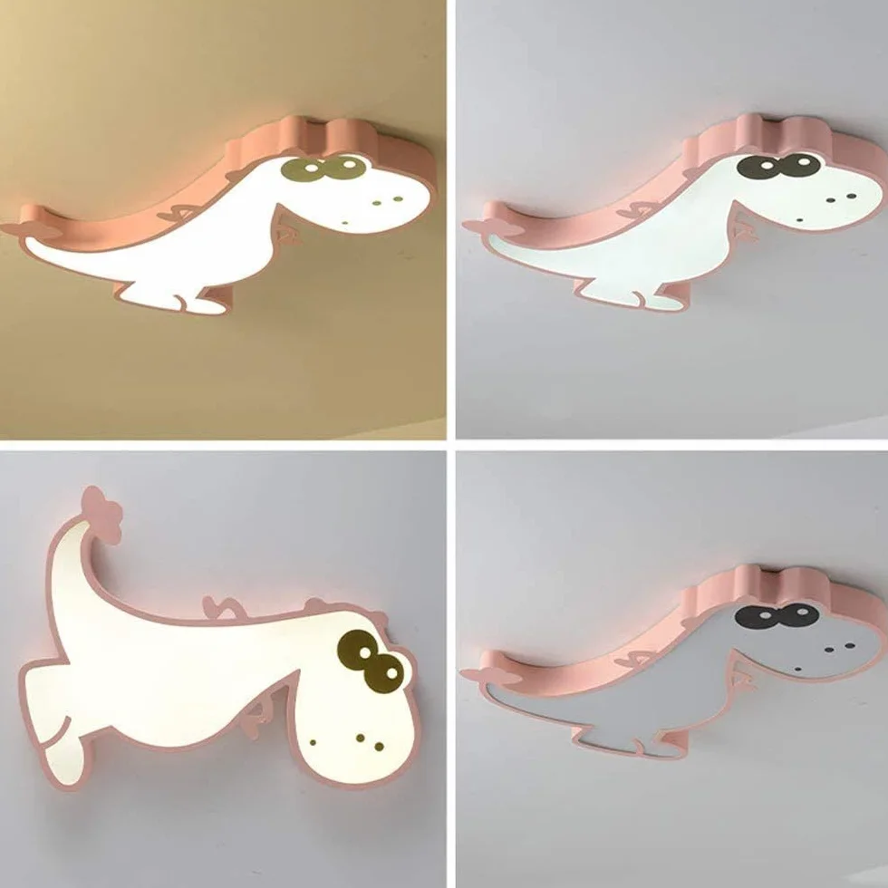 Lampa sufitowa LED, dinozaur, dla chłopców, sypialni, nowoczesna dekoracja wnętrza, żyrandol, do przedszkola, kreatywna lampa sufitowa, do salonu, sypialni, pokoju dziecięcego, 48 cm/różowa