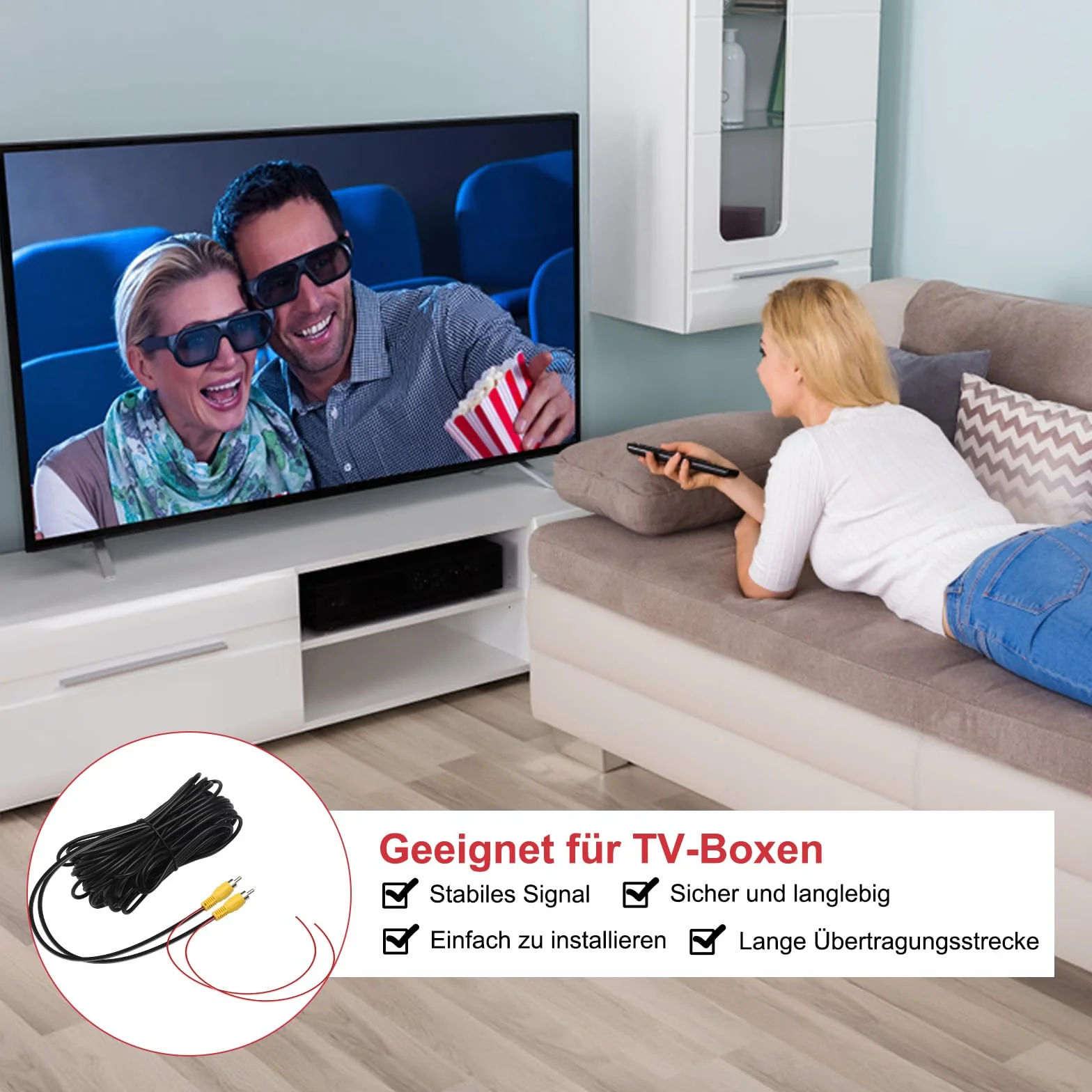 APOMOONS 10 m przedłużacz kamery cofania, ulepszony, podwójnie ekranowany kabel wideo RCA z żółtym gniazdem wideo RCA do gniazda i kabla zasilającego do monitora i kamery cofania