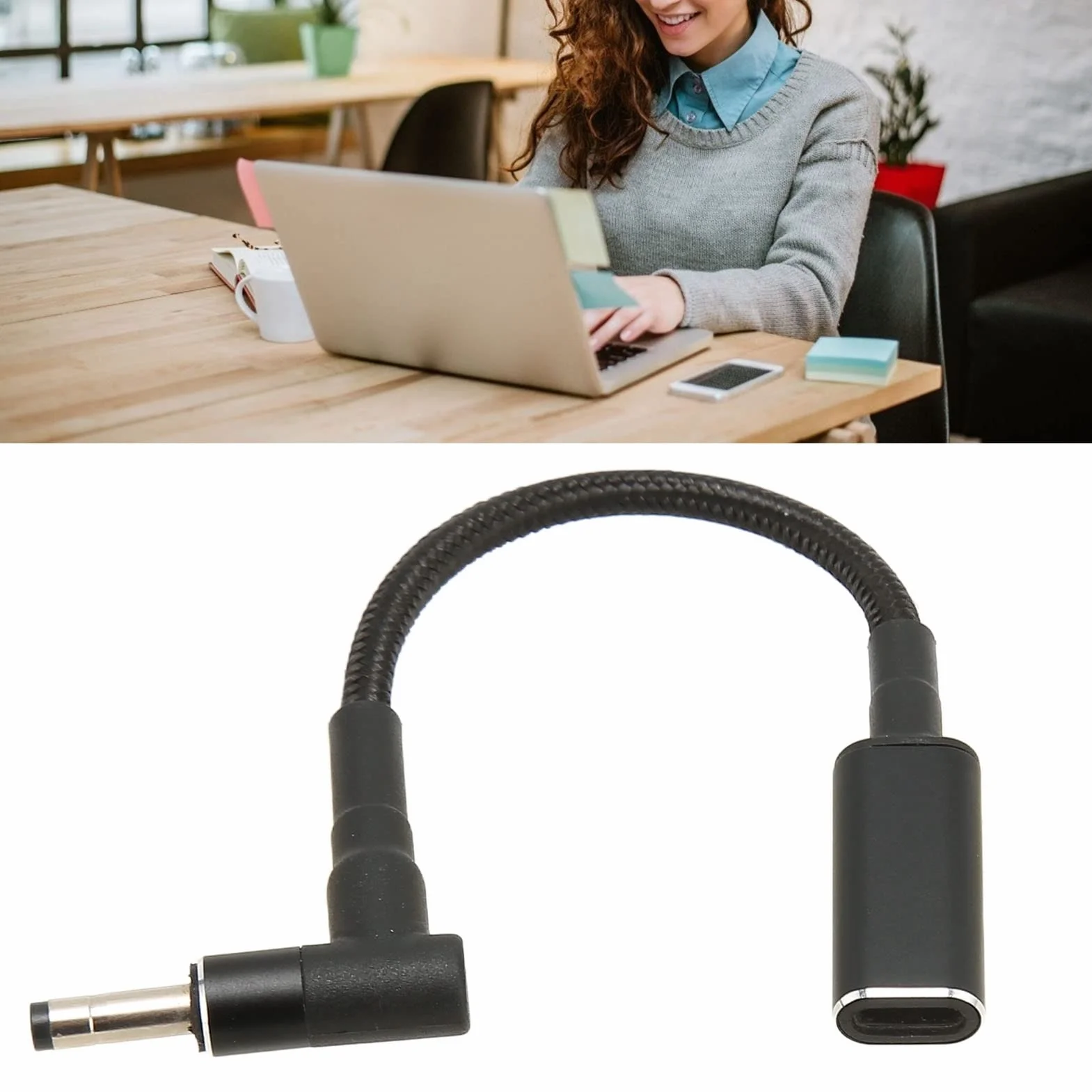 Przewód ładujący Adapter, USB C żeński na 4.0x1.7mm DC Męski Adapter 100W Podwójny PD EMARK Chip Konwerter Wtyczki Adapter do ładowania Laptopa