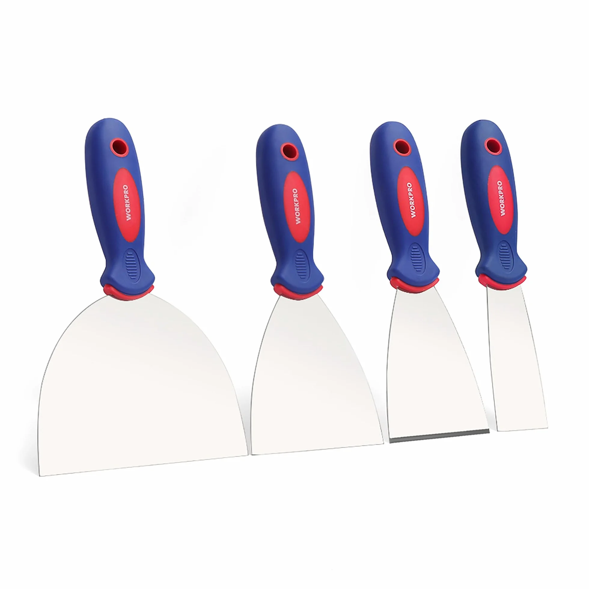 WORKPRO Malerspachtel Spachtel Set mit Kunststoffgriff aus Edelstahl Spachtel Palettenmesser Putty Knife zum Entfernen 38mm 76mm 100mm 150mm 4-teilig