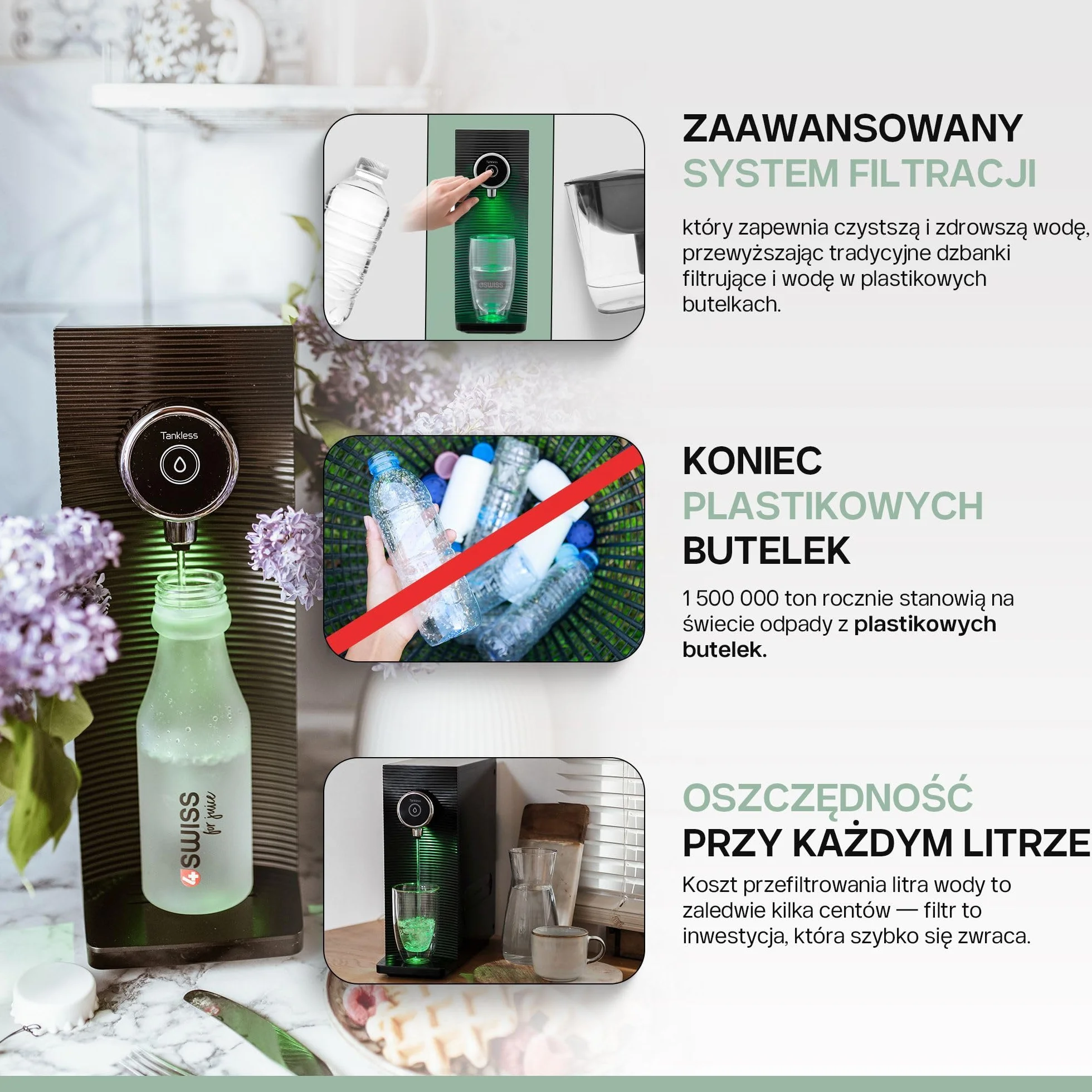 4Swiss WFF021 System Filtrowania Wody, Biały, 14,5 W