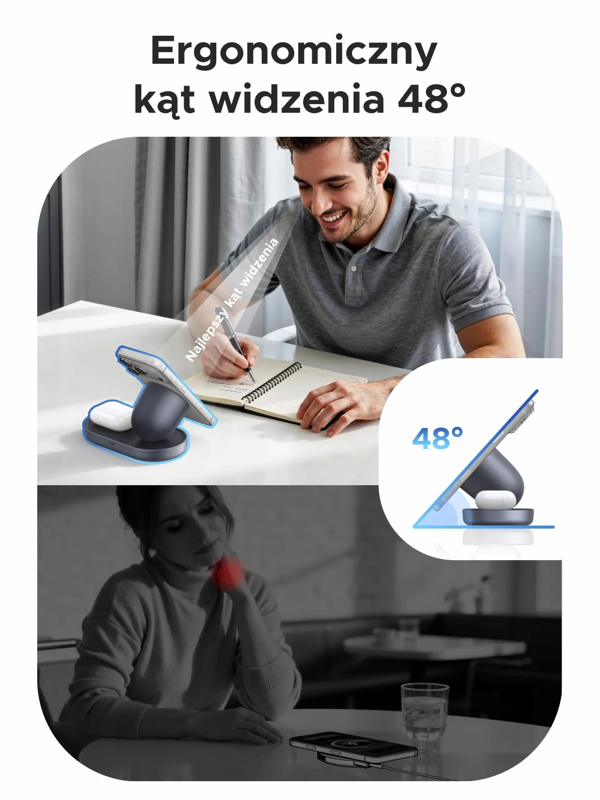 UGREEN Zapix Ładowarka Bezprzewodowa Qi2 25W Magnetyczna Stacja Ładowania MagSafe iPhone 17/16/15/14/13/12 AirPods Czarny