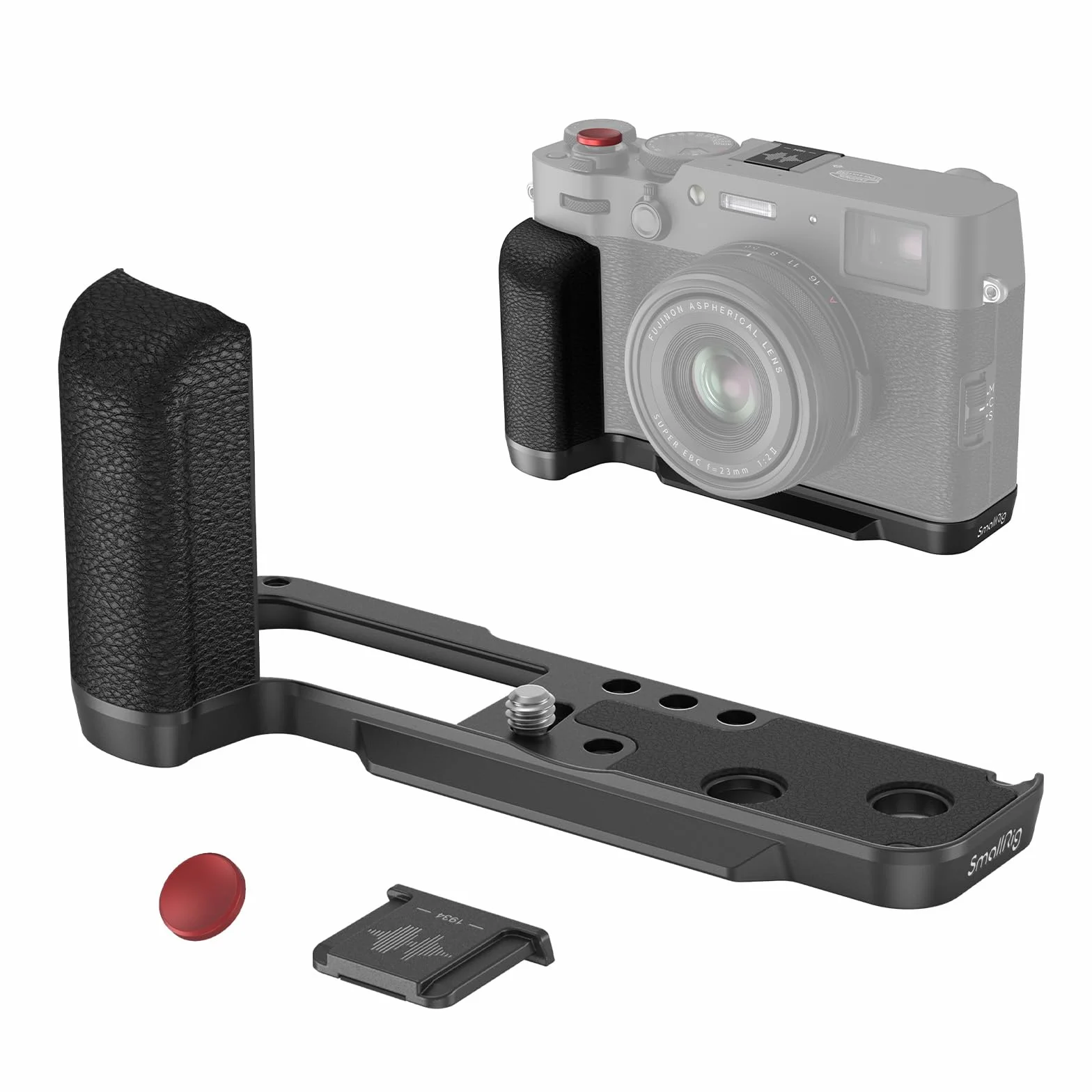 SMALLRIG X100VI Handgrip L-Shape Grip dla FUJIFILM X100VI i X100V Kamery, Wbudowana Płytka Szybkiego Uwalniania dla Arca, Lekki Silikonowy Uchwyt Boczny, z Przyciskiem Migawki - 4556