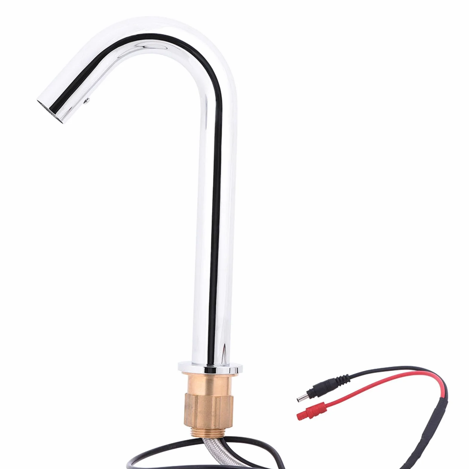 Automatyczna bateria z czujnikiem ruchu, mosiężna, na podczerwień, bezdotykowa, automatyczna bateria z czujnikiem ruchu, z wężem 60 cm, chromowana, do umywalki łazienkowej lub kuchennej