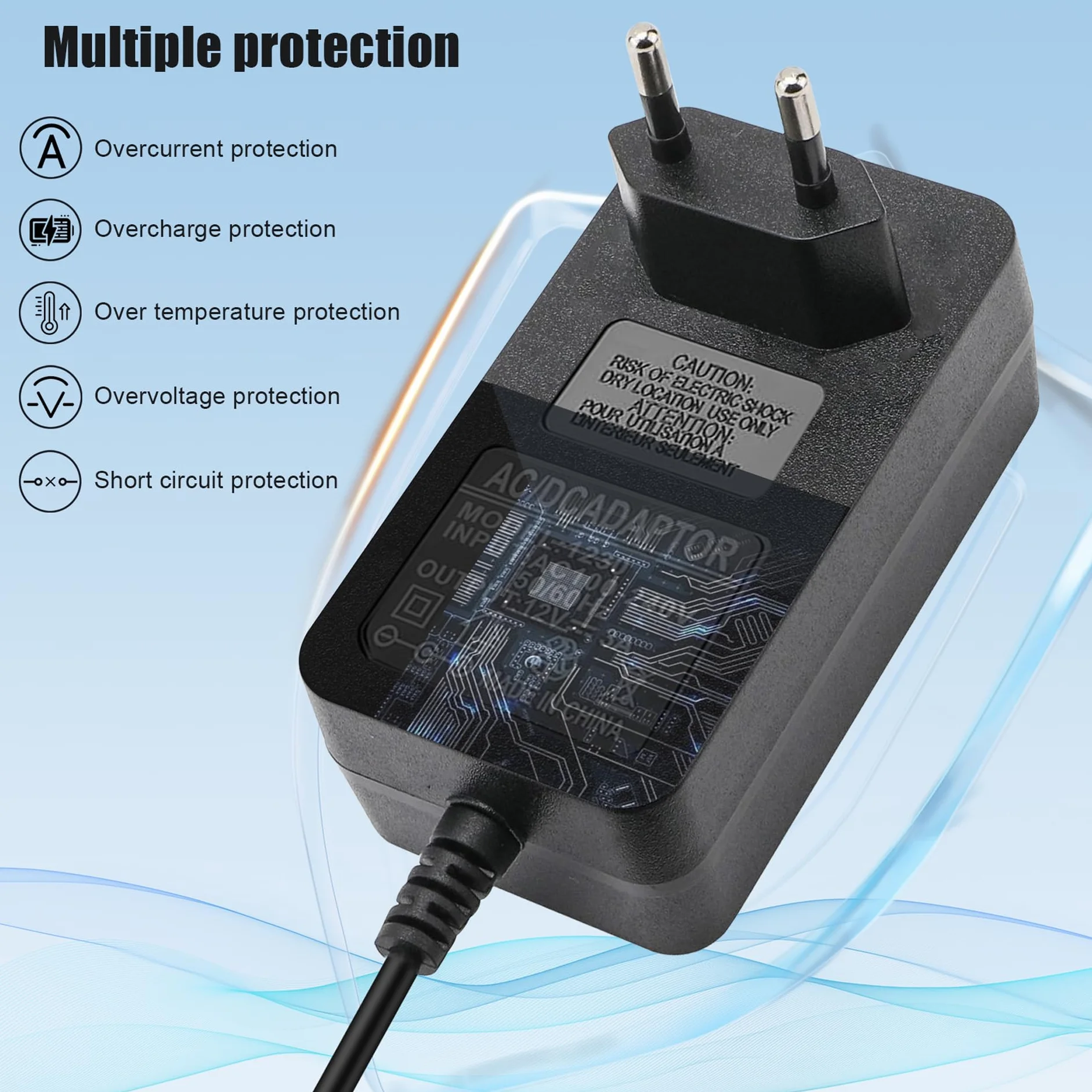 Uniwersalny zasilacz 12 V, 3 A, 36 W, transformator zasilający AC/DC z wymiennymi mocami stałymi, adapter 100V-240 V do LED, kamery CCTV, routera, głośnika, krótka ochrona przed obwodem/przegrzaniem