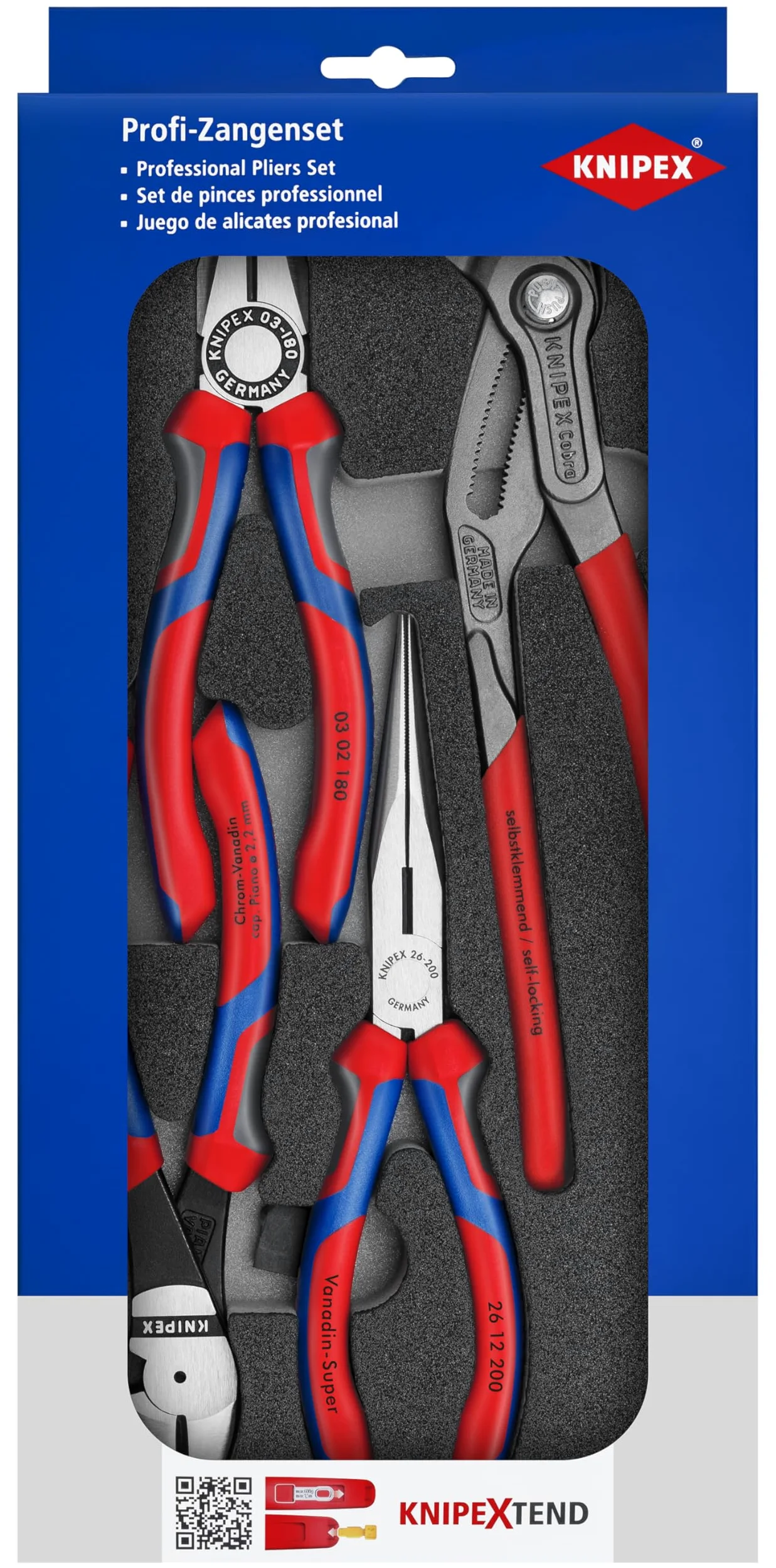 KNIPEX Zestaw szczypiec we wkładce piankowej 4-częściowy 00 20 01 V15