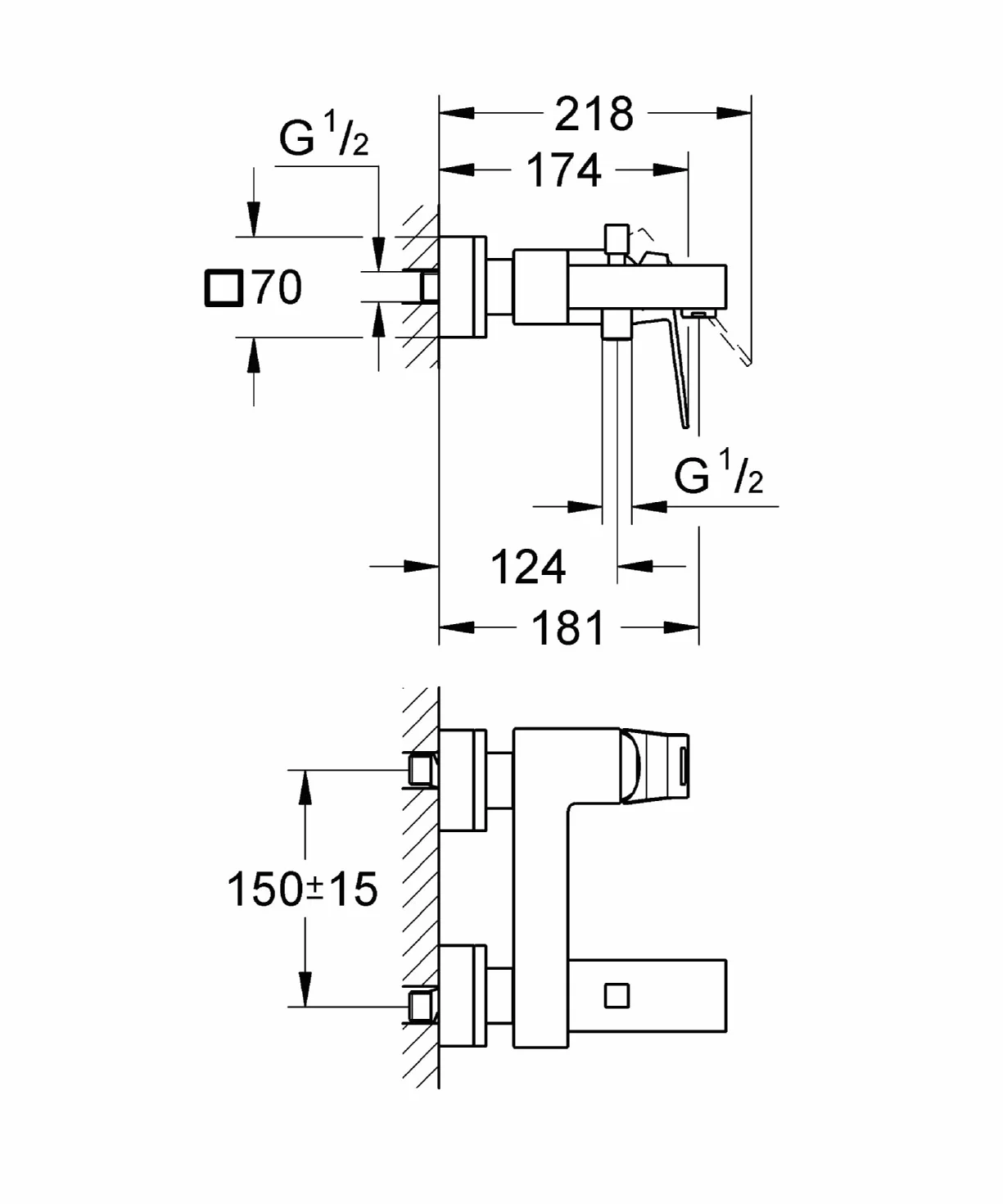 GROHE Eurocube Jednouchwytowa bateria wannowa