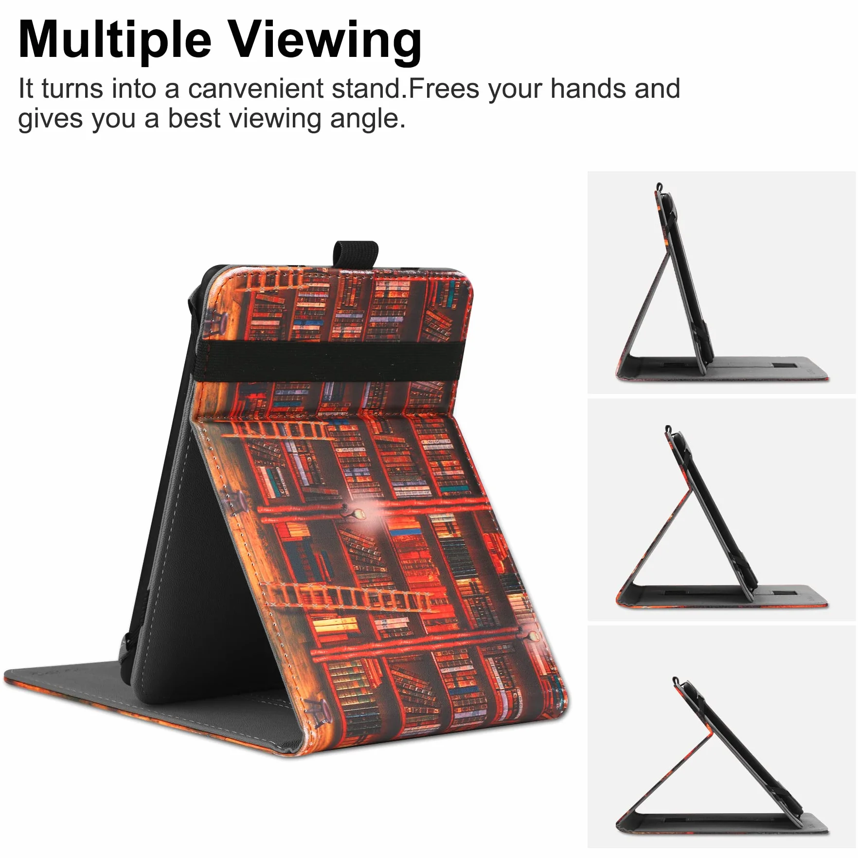 VOVIPO Universal Case for 6",6.8" kindle Paperwhite eReaders, Folio Stand Cover z paskiem kompatybilny z Kindle/Kobo/Tolino/Pocketook/Sony 6-6.8calowy czytnik ebooków-Library