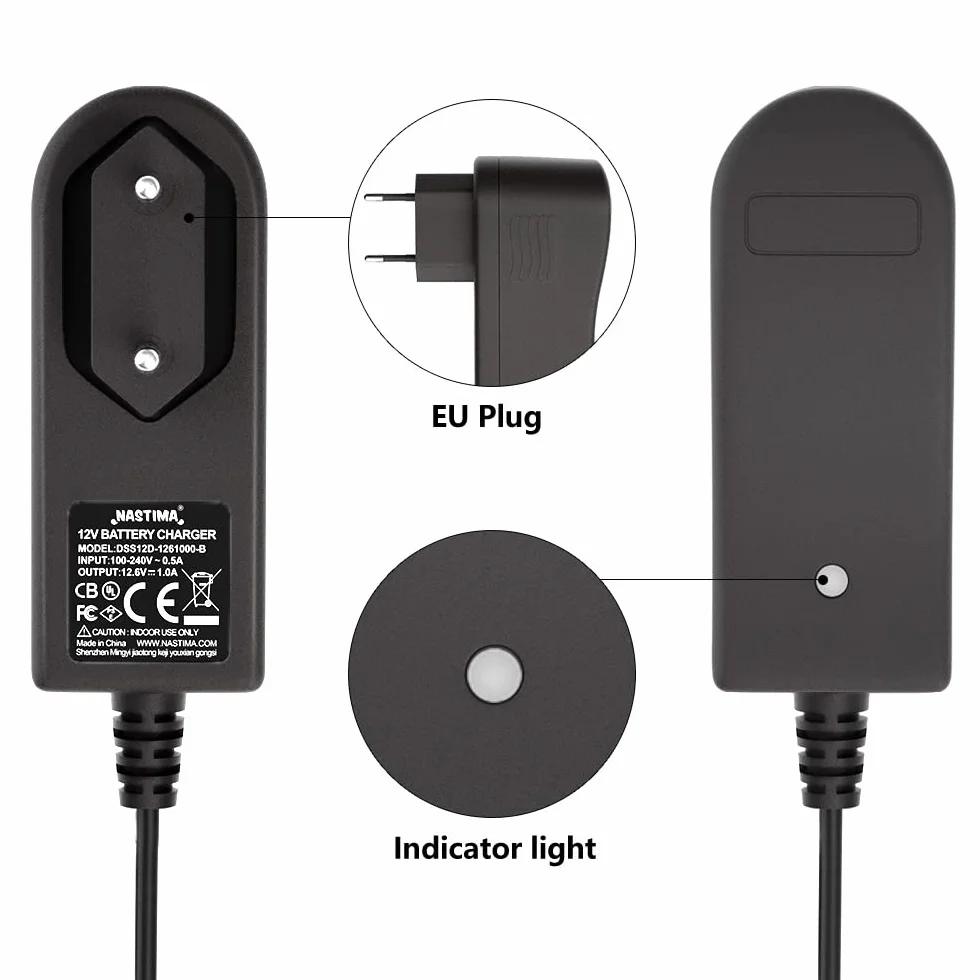 NASTIMA Zasilacz 12 V, 1 A, 12 W, 100~240 V AC do DC 12 V z wtyczką 5,5 x 2,1 mm