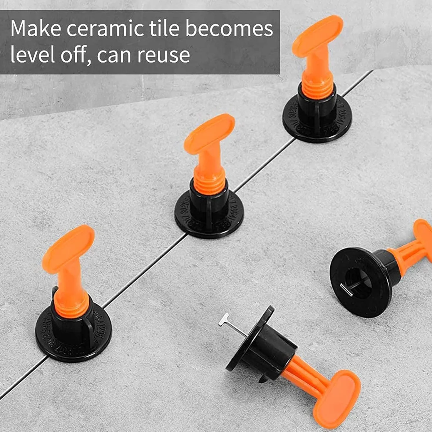 system wyrównywania płytek, Zestaw do poziomowania płytek - Wielokrotnego użytku system płaskich konstrukcji ceramicznych podłóg i ścian(50pcs)