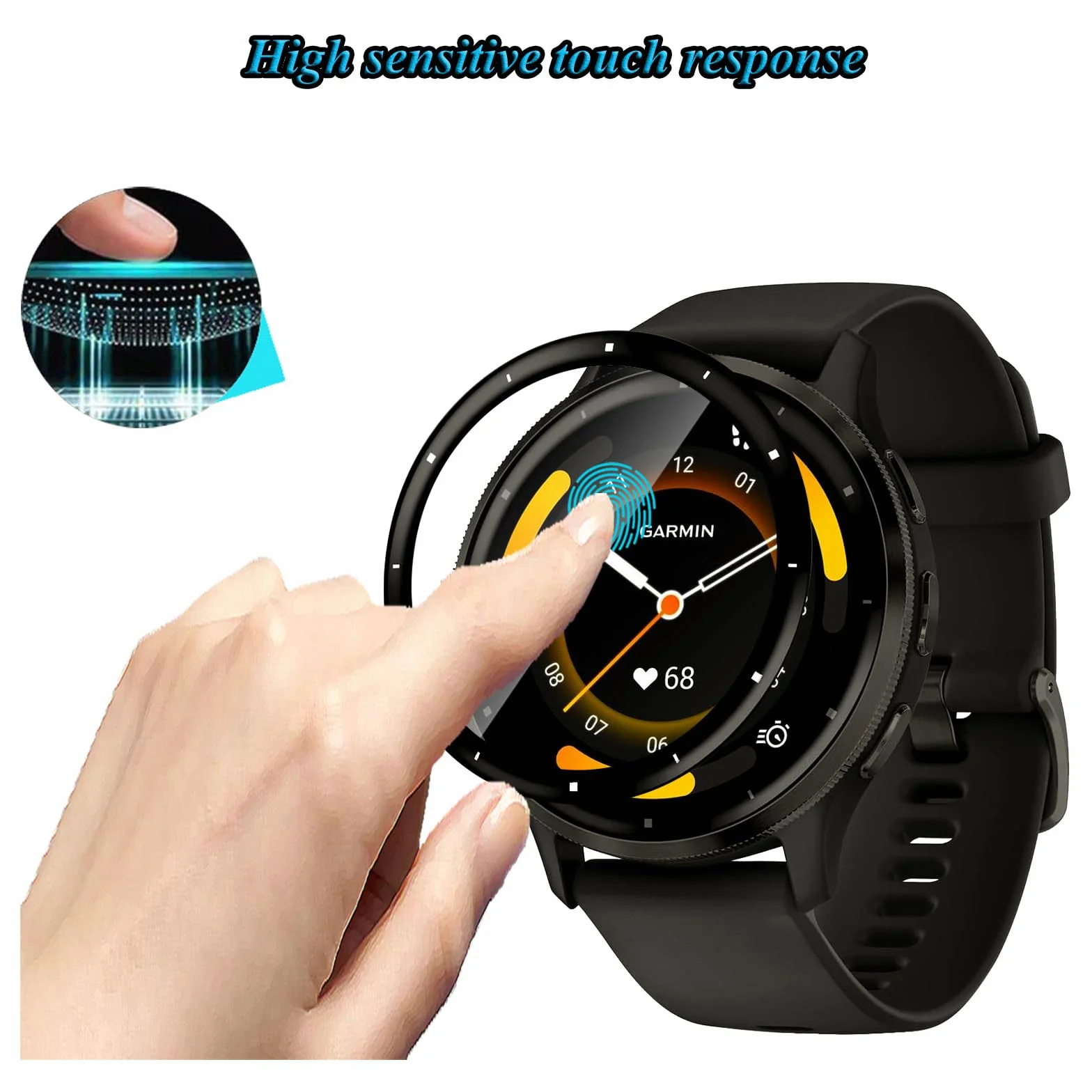 [4 sztuki ochraniacz ekranu kompatybilny z Garmin Venu 3 45 mm, pełne pokrycie 3D, twardość 9H, odporna na zarysowania, bez pęcherzyków powietrza, folia ochronna HD