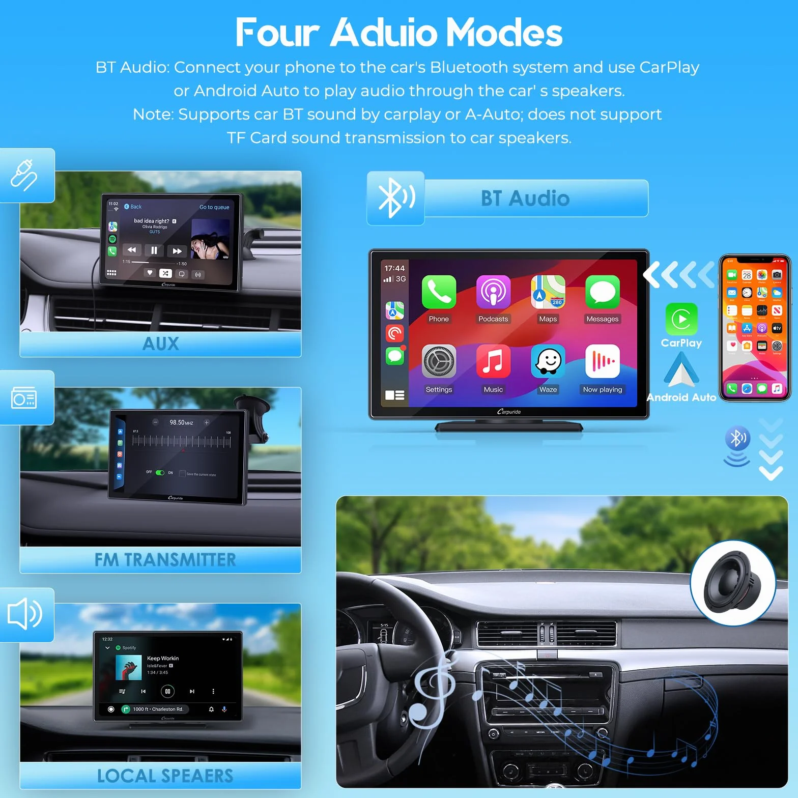 CARPURIDE W901 Plus, CarPlay & Android Auto, wbudowany GPS, system Android 12 2+32 GB, 9-calowy ekran HD, G00GLE Play, Bluetooth Audio, Mirror Link, GPS