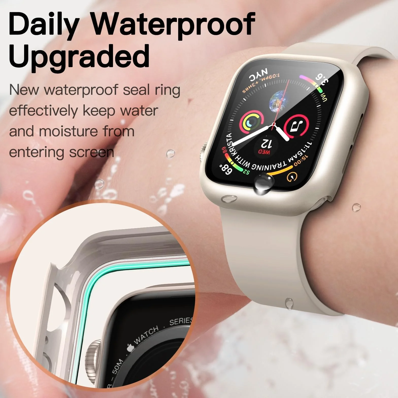 JETech Wodoodporna Etui z Szkłem Hartowanym dla Apple Watch SE 3/2/1 / Series 6 5 4 40mm, 2 Sztuki
