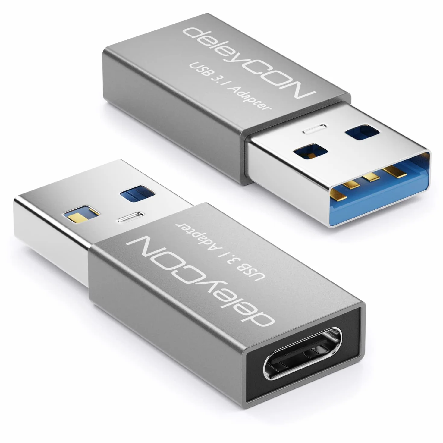deleyCON USB C Adapter USB 3.0 5 Gb/s USB-C do USB-A Srebrny 2 Sztuki