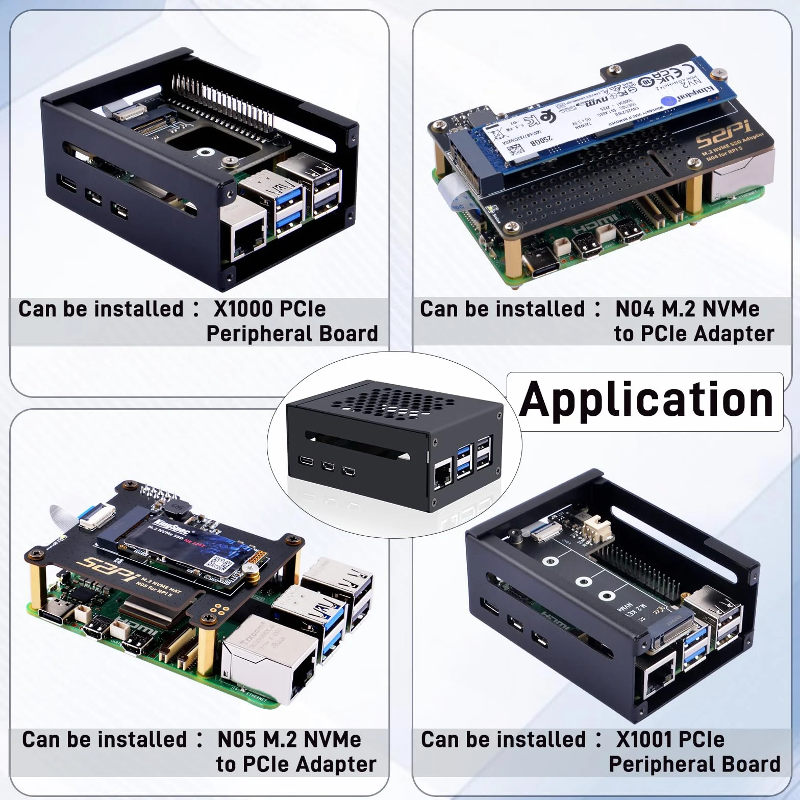 GeeekPi Metalowa obudowa do Raspberry Pi 5, obsługa PCIe M.2 NVMe SSD Shield Top X1001 / X1003 / X1000 / N04 / N05 i Active Cooler