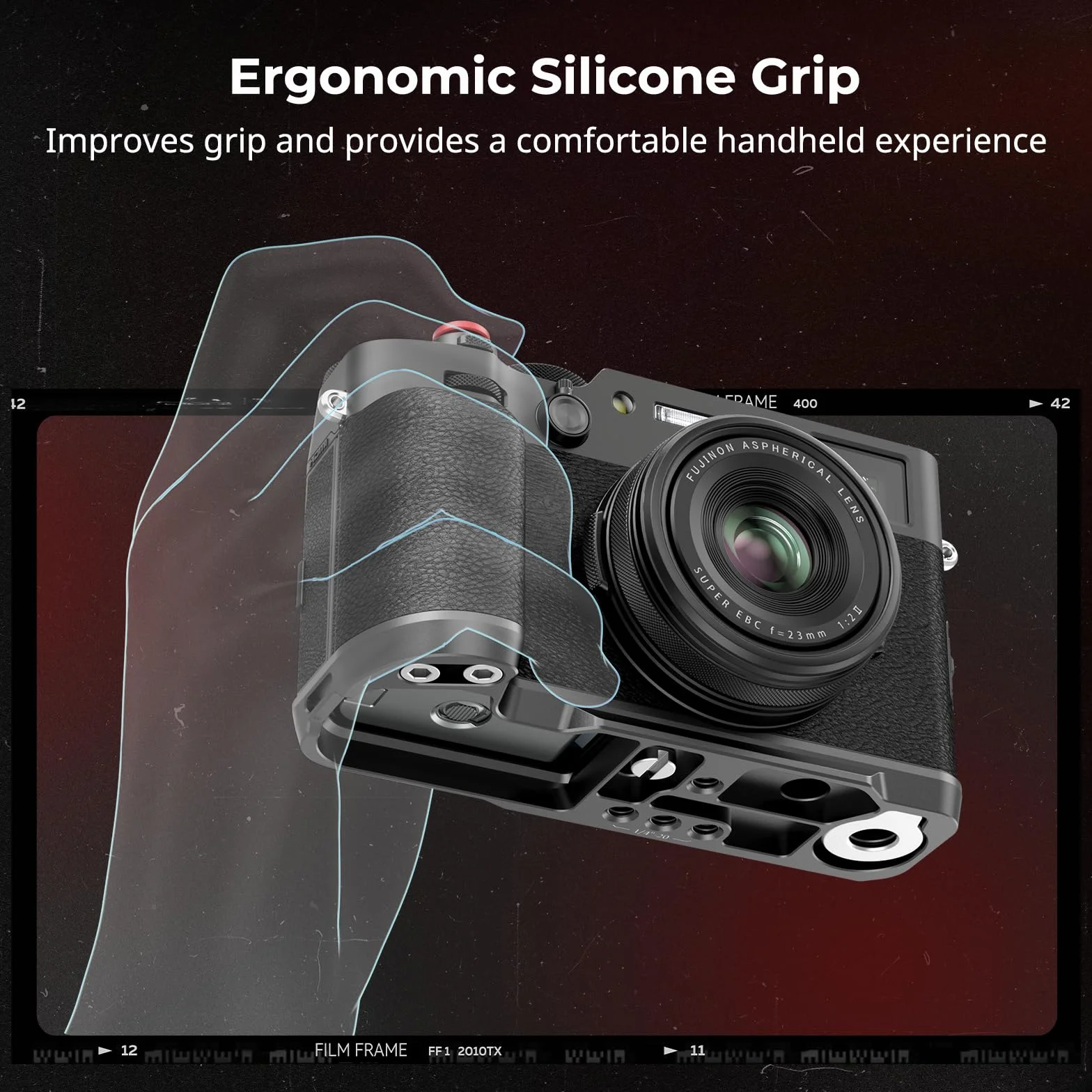 SMALLRIG X100VI Handgrip L-Shape Grip dla FUJIFILM X100VI i X100V Kamery, Wbudowana Płytka Szybkiego Uwalniania dla Arca, Lekki Silikonowy Uchwyt Boczny, z Przyciskiem Migawki - 4556