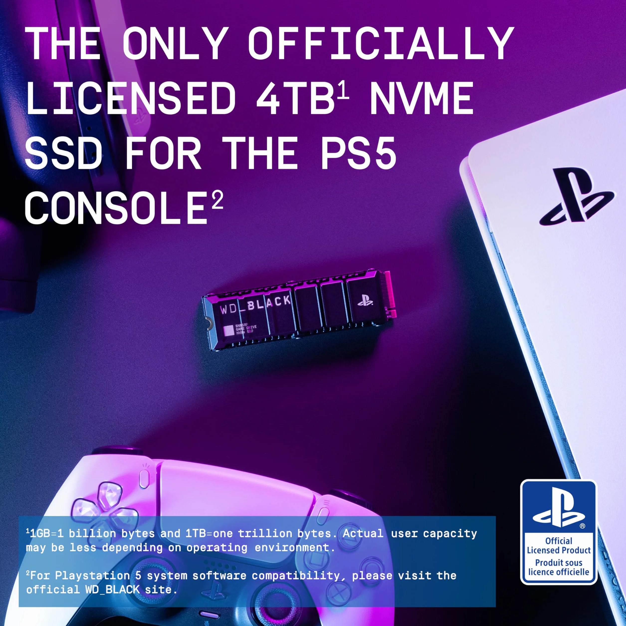 WD_BLACK 4TB SN850P NVMe SSD, oficjalna licencja na konsole PS5, prędkość odczytu do 7300 MB/s, M.2 2280, ekskluzywna konstrukcja radiatora