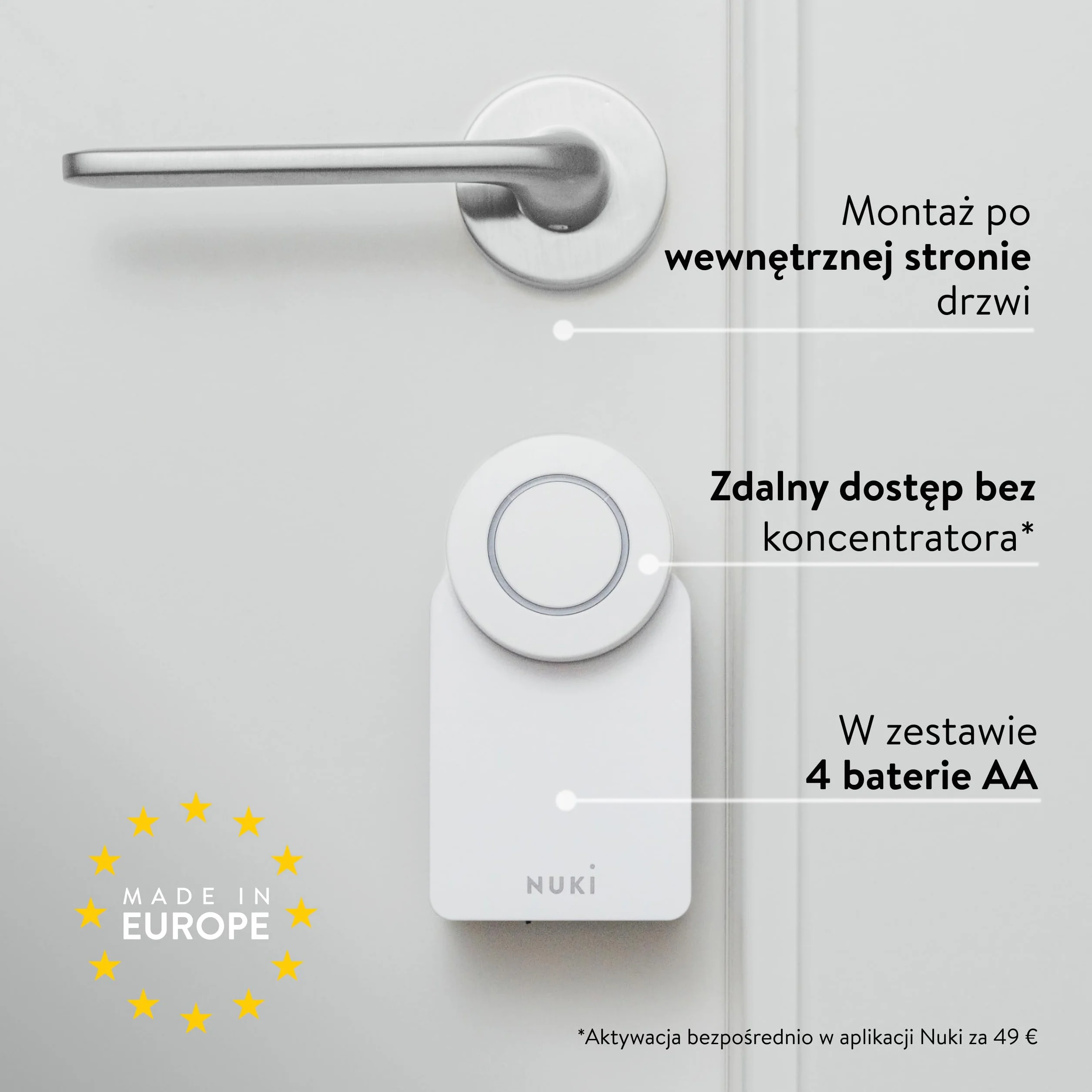 Nuki Smart Lock Go (2025) Bluetooth Wi-Fi Matter Elektroniczny Zamek Inteligentny Bezkluczykowy Dostęp