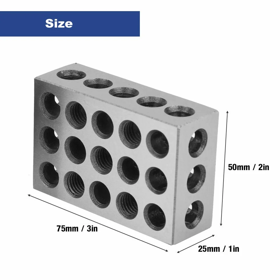 2 szt. precyzyjnych bloków 25 x 50 x 75 mm, 23 otwory bloki zaciskowe metryczne, narzędzia tokarskie precyzyjne do obrabiarek dopasowanych maszyn, 123 hartowane narzędzie frezujące, 1-2-3 otwory