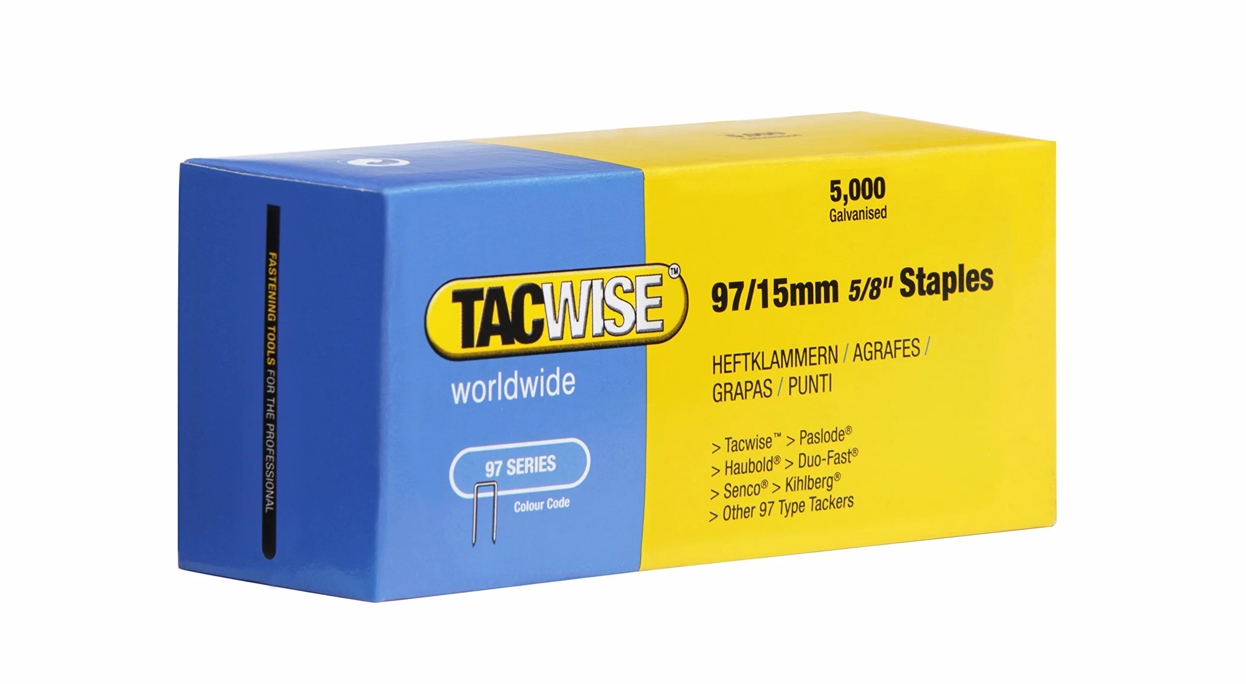 Tacwise 97/15 mm ocynkowane wąskie korony zszywki do pistoletu zszywacza (5000)