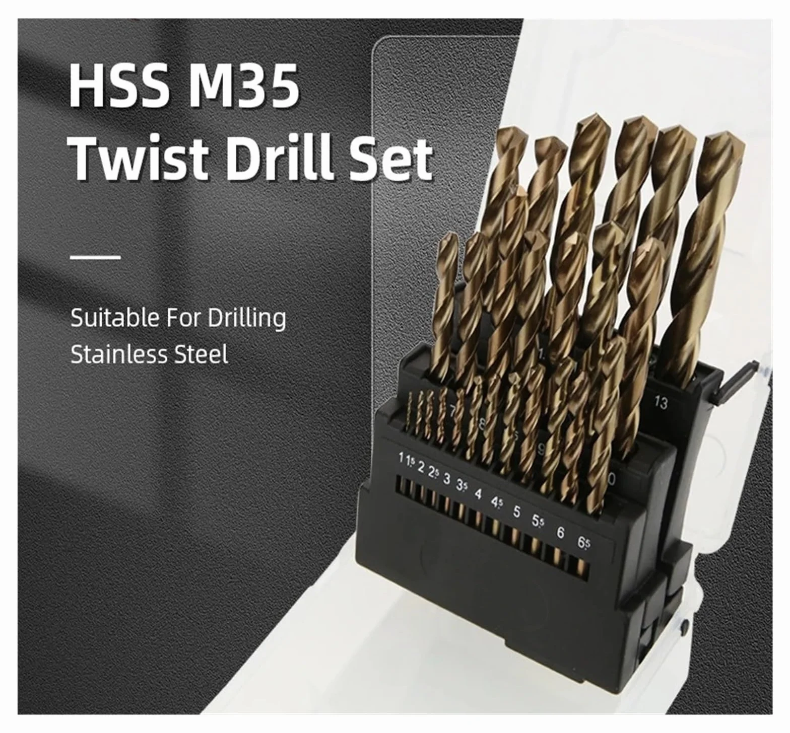 Zestaw wierteł kobaltowych M35 do żelaza i metalu chwyt betonowy akcesoria narzędziowe do metalu wiertło kręte ze stali nierdzewnej 1-13mm(19 pieces(1.0-10.0))
