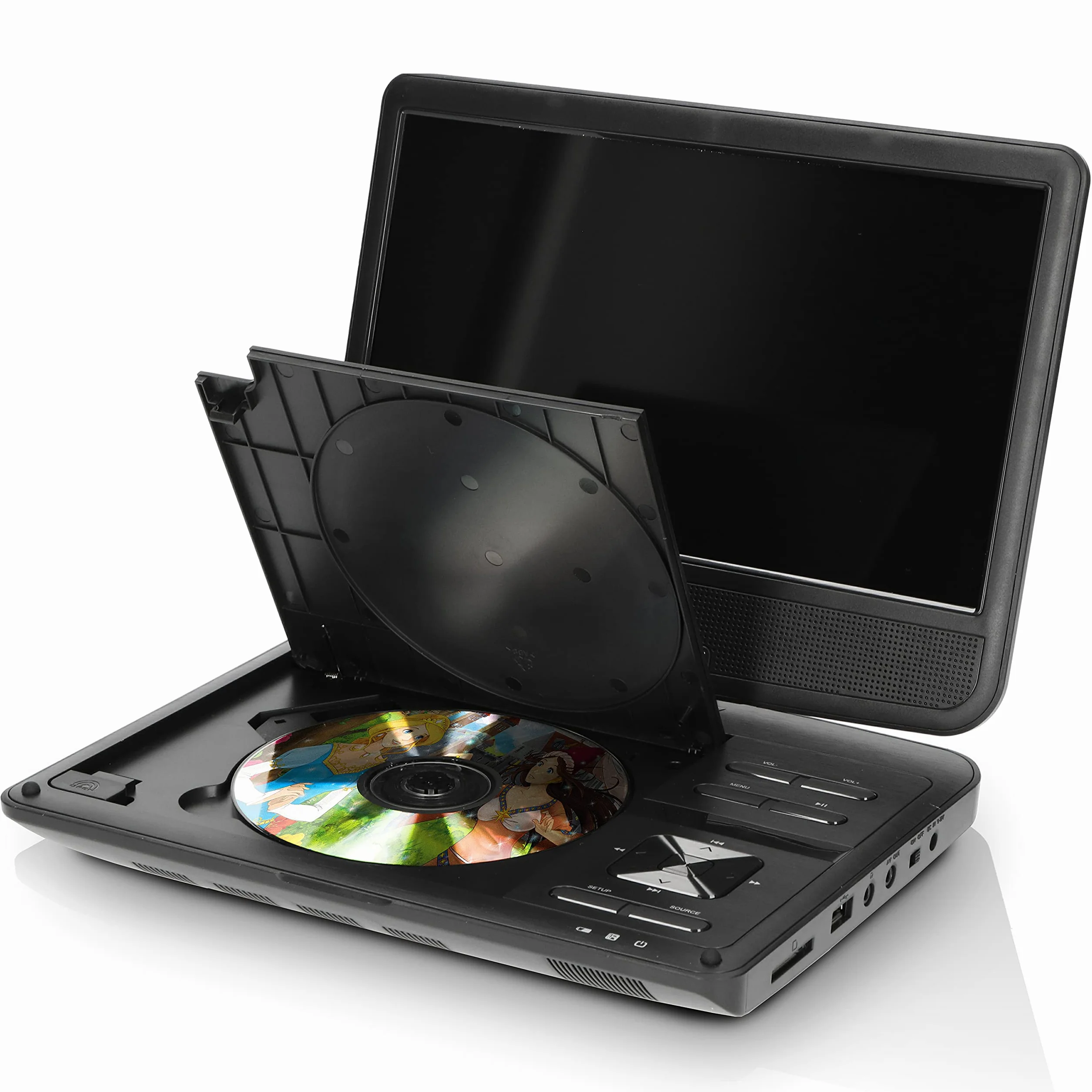 Lenco 10 cali Przenośny Odtwarzacz DVD (1024 x 600 pikseli, 12 V, 1 W, Wbudowany Akumulator, USB, Czarny)