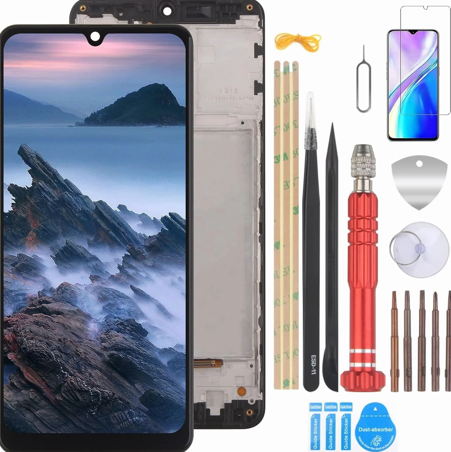 Wyświetlacz LCD Samsung Galaxy A31 SM-A315F SM-A315G Dotykowy Digitizer Zestaw Naprawczy z Narzędziami i Szkłem Hartowanym