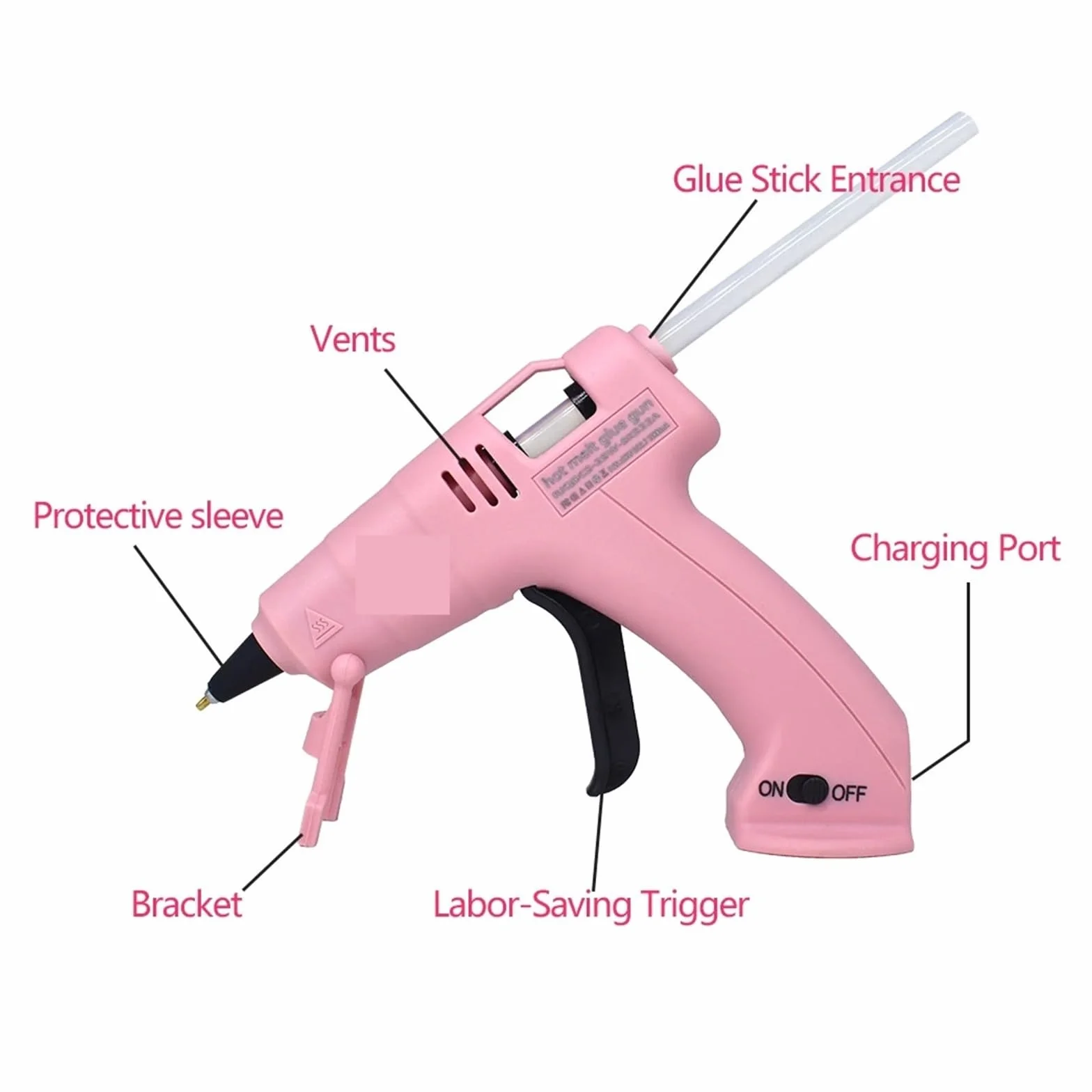 Bezprzewodowy Pistolet Do Klejenia Na Gorąco Dziecko Rękodzieło Domowe Naprawy DIY Użyj Kleju W Sztyfcie 7 Mm Bezprzewodowy Pistolet Do Klejenia 3,6 V 2000 MAh 60 Min Czas Użytkowania Szybkie Nagrzewa