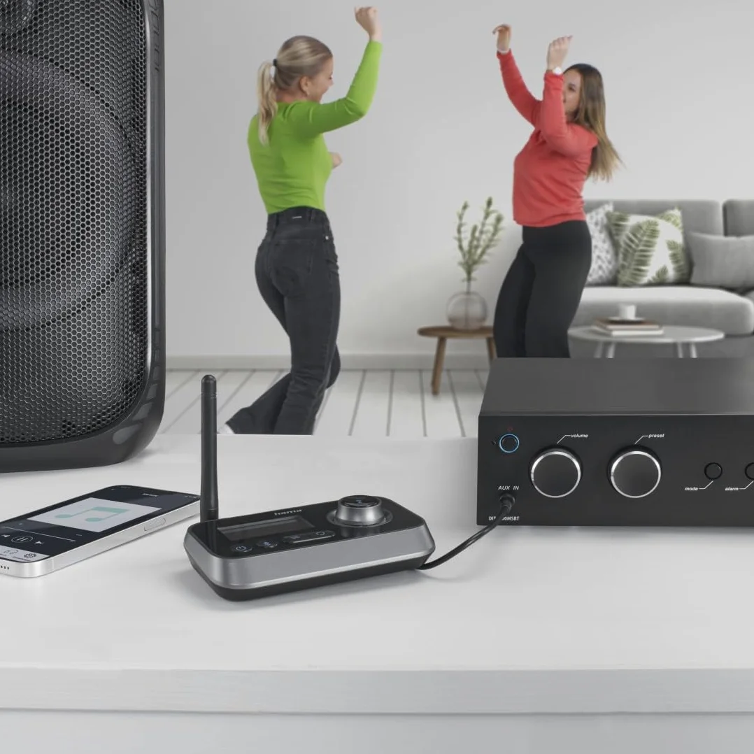 Hama TRANSMITER BLUETOOTH LINK IT Duo 2w1 Adapter Nadajnik i Odbiornik Bluetooth Zasięg 10m Jack 3,5mm USB-C Czarny