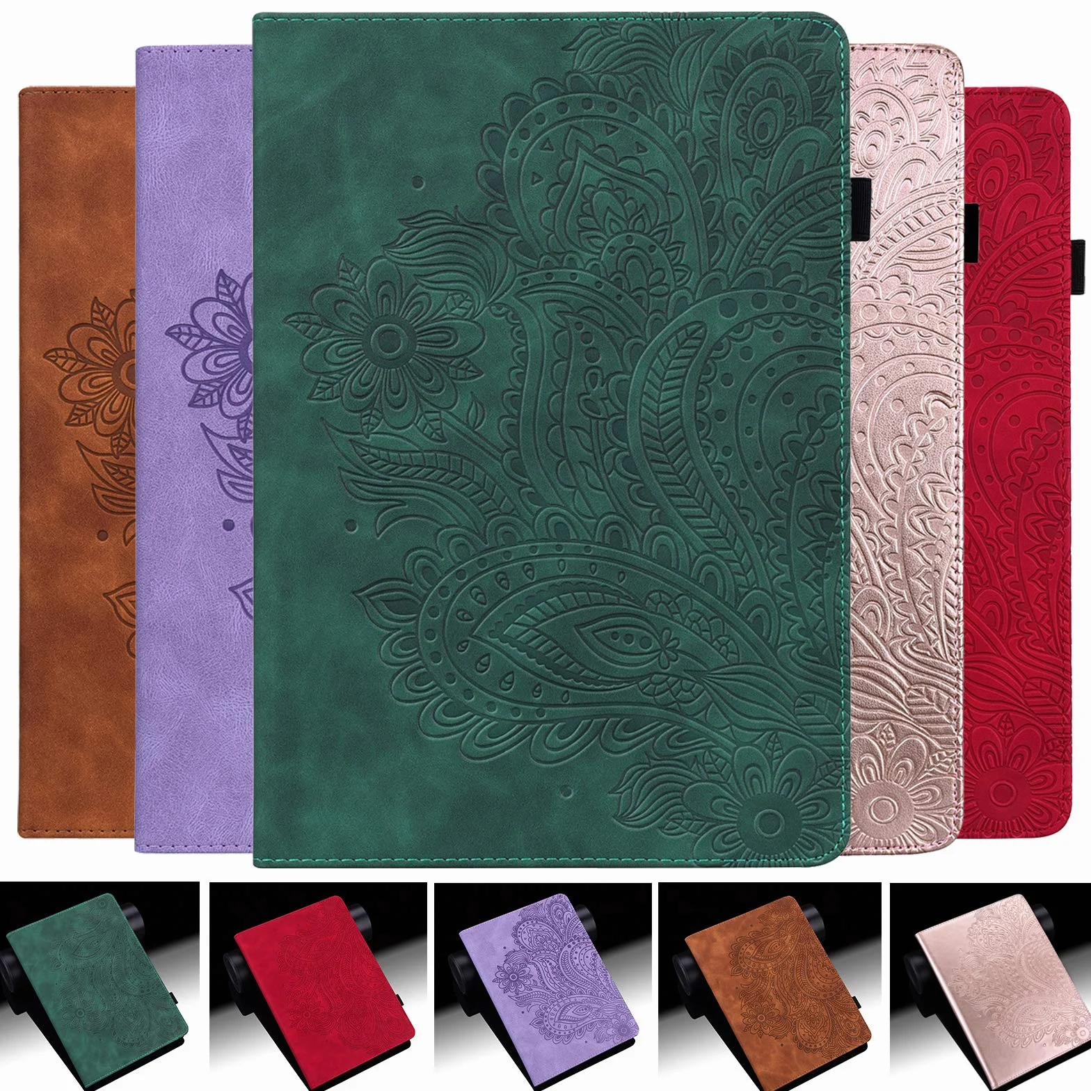 Etui na tablet Amazon Fire HD 10 13. generacji 2023 etui ochronne ze rysikiem i uchwytem na długopis - ultra cienkie etui z klapką ze skóry PU do Fire HD 10 13th 2023 etui (zielone)