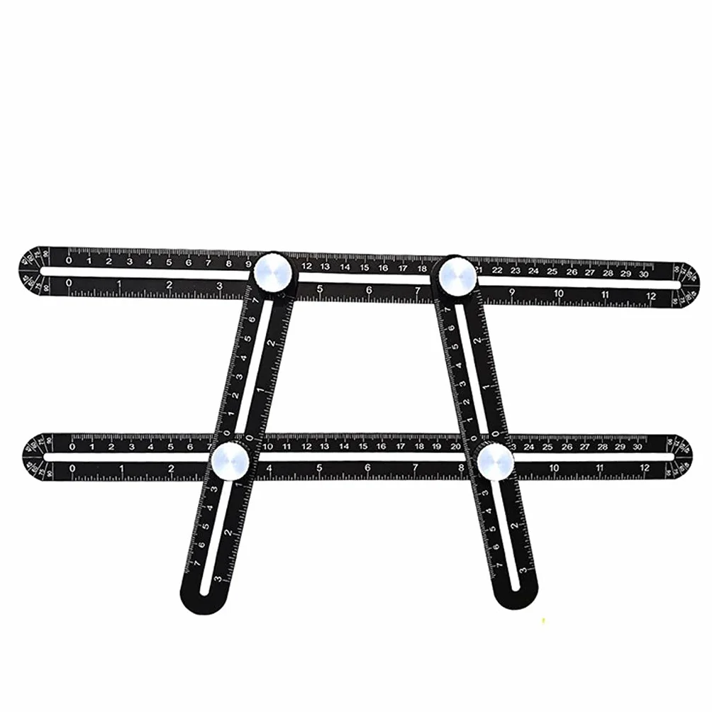 RJJ Aluminiowa kątowa szablon narzędzie szablon, Laserowy Grawerowanie Metalowa Linijka Kąt Narzędzie Multi Kątowa Władca Pomiarowy dla DIY Handymen Builders Carpenters