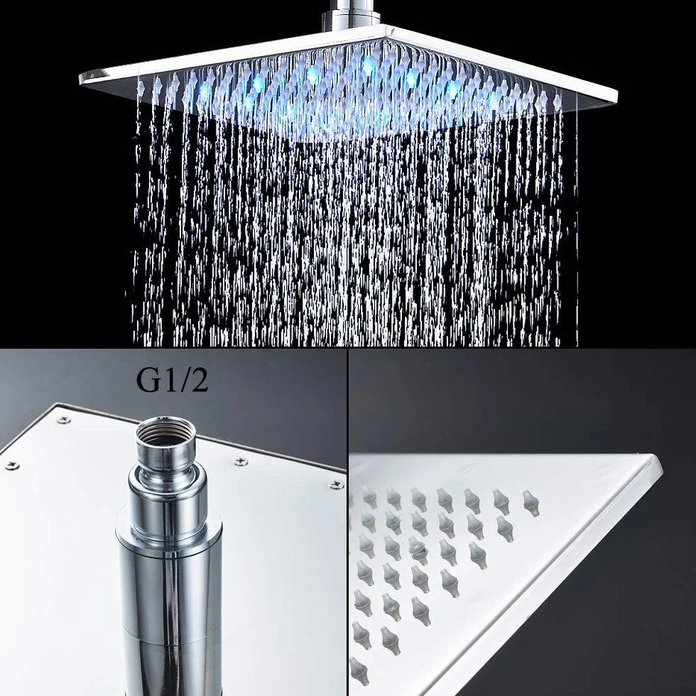 Bateria natryskowa do łazienki, chromowana, deszczownica LED, bateria do wanny, montowana na ścianie, bateria mieszająca do wanny i prysznica, bateria natryskowa do łazienki, zestaw natryskowy 12 ca