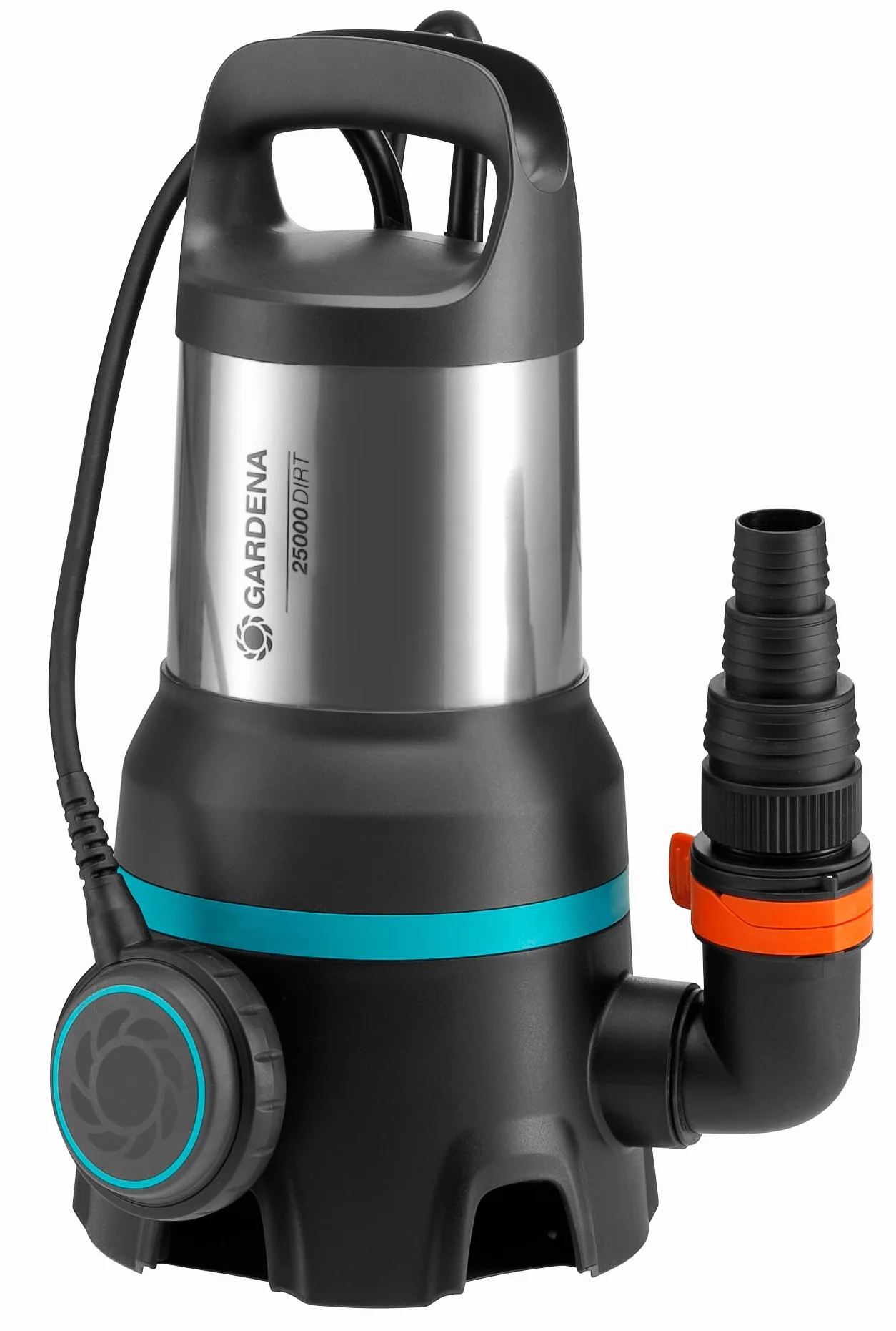 Gardena pompa zanurzeniowa do w. brudnej 25000: Pompa zanurzeniowa o wydajności 25 000 l/h, funkcja automatyczna, wyłącznik pływakowy z funkcją pracy ciągłej, cząstki brudu do 38 mm, 1100 W (9046-20)