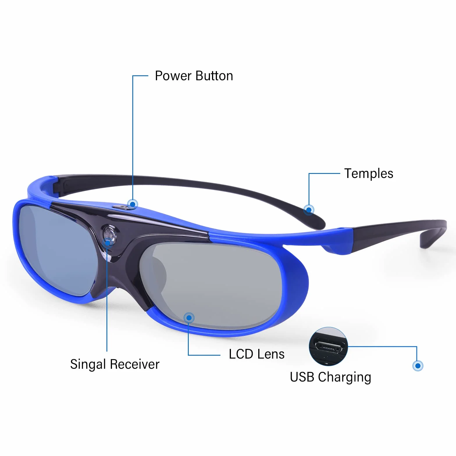 Okulary 3D DLP Link Aktywna Migawka BenQ Optoma Viewsonic Acer Philips LG 2 sztuki