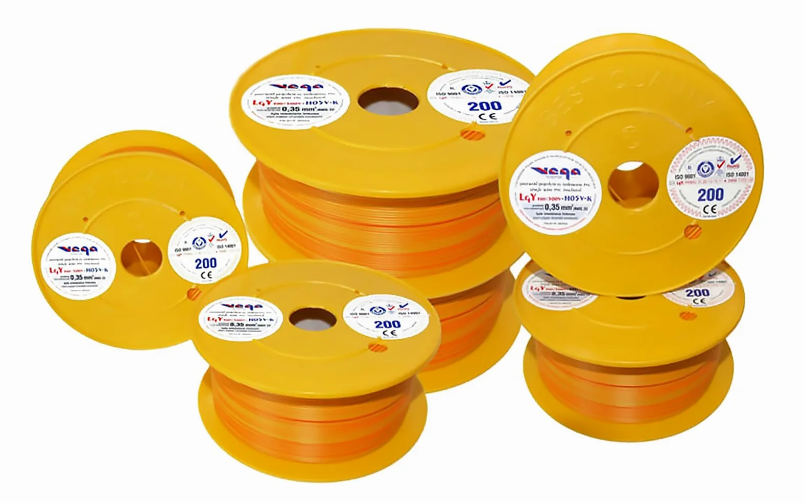 Przewód pojedynczy LGY/ H05V- K 0,35 mm2 200 m Kolor: pomarańczowy/żółty