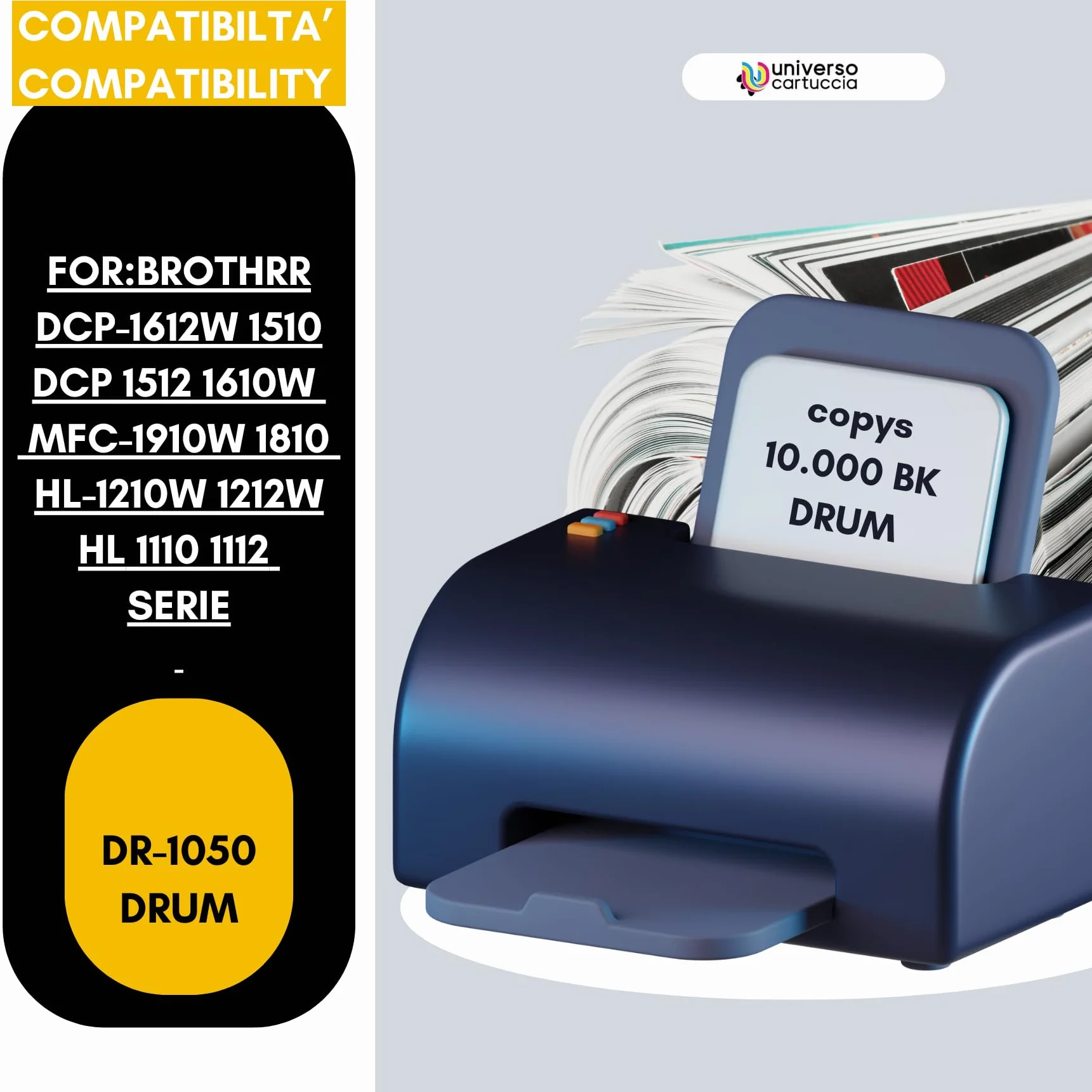 Drum Compatibile Brother DR1050 1050 Tamburo DCP-1612W 1510 1512 1610W MFC-1910W 1810 HL-1210W 1212W 1110 1112