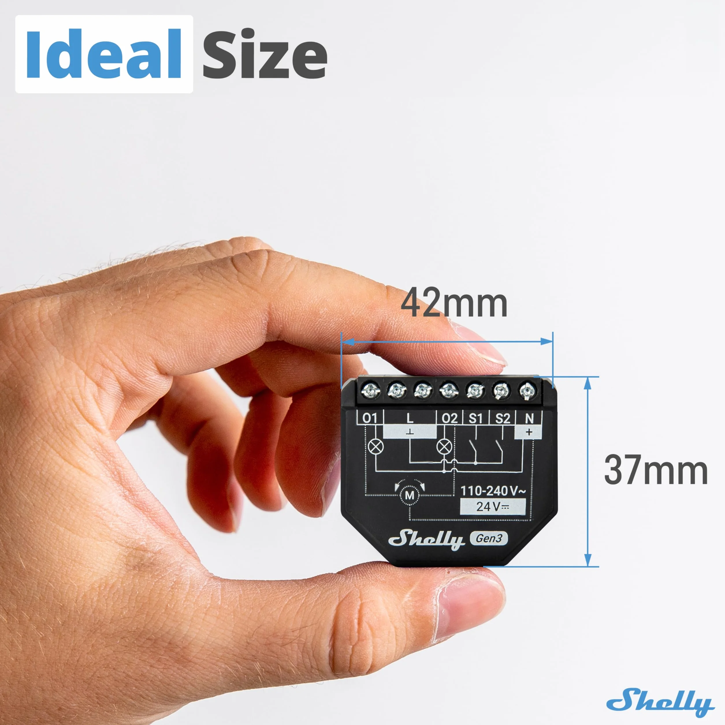Shelly 2PM Gen3 -Połączony przełącznik rolet, 2-kanałowy, 16 A,Wi-Fi i Bluetooth,Wbudowany licznik zużycia, Zdalne sterowanie roletami, Chip ESP-Shelly-C38F, Alexa i Google Home, App, iOS, Android
