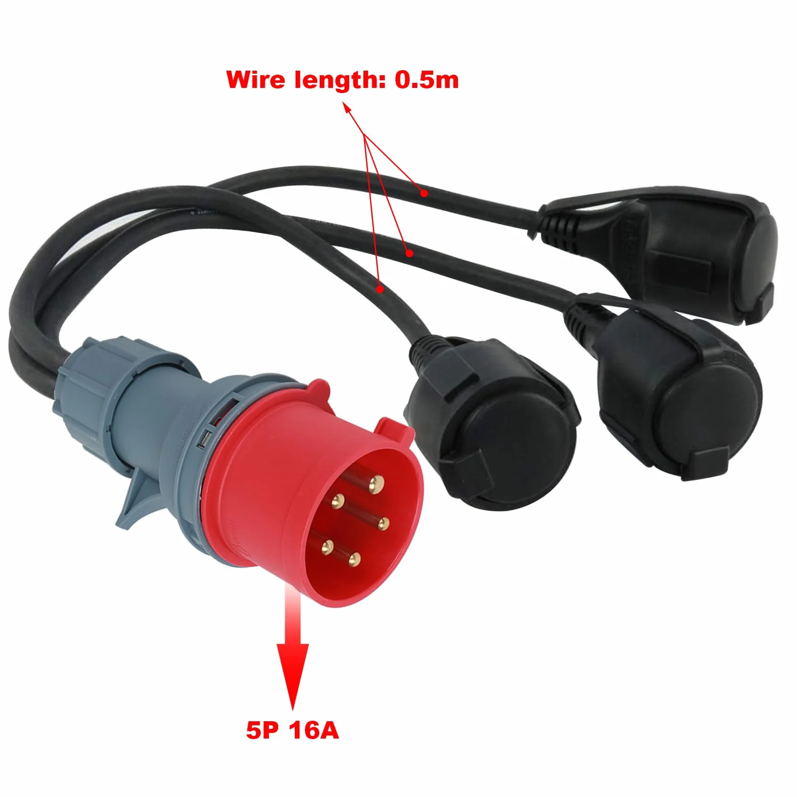 Adapter CEE rozdzielacz prądu 400 V 16 A wtyczka na 3 x 230 V złącze - H05RR-F 3 x 1,5 mm