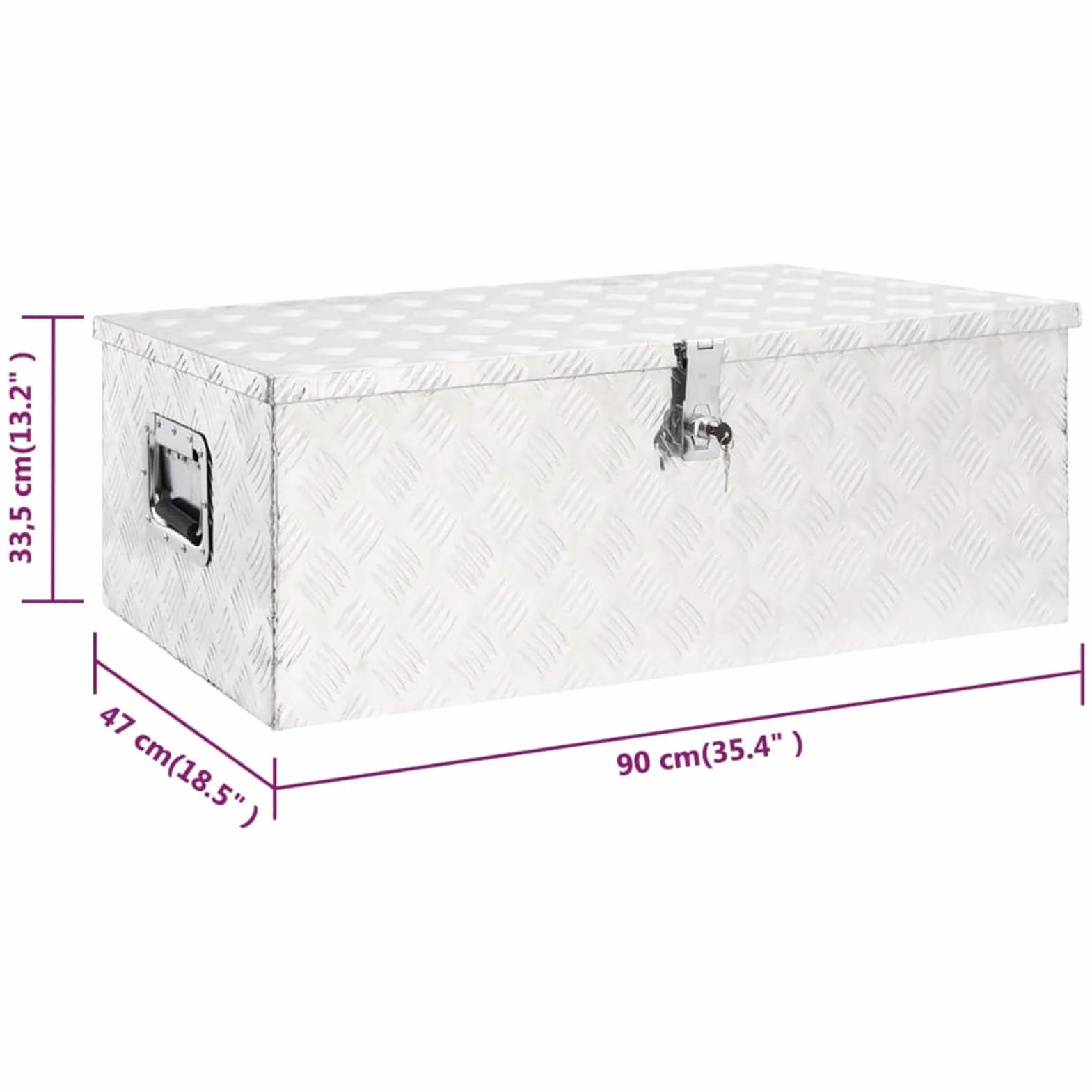 ShGaxin Aluminiowa skrzynka narzędziowa, metalowa skrzynka narzędziowa, skrzynka narzędziowa, aluminiowa obudowa, srebro 90x47x33,5 cm