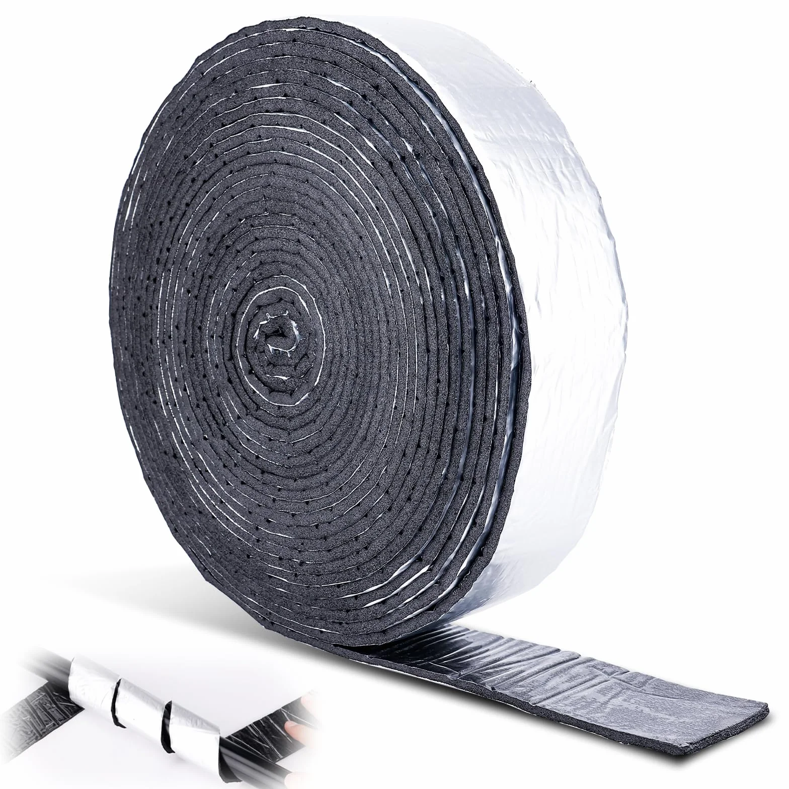 10m Tasma Izolacyjna do Rur, Szerokosc 5cm Zimowa Owijka Izolacyjna do Rur Wodociagowych Samoprzylepna Ochrona Przed Goracem i Zimnem Zewnetrzna Tasma Aluminiowa