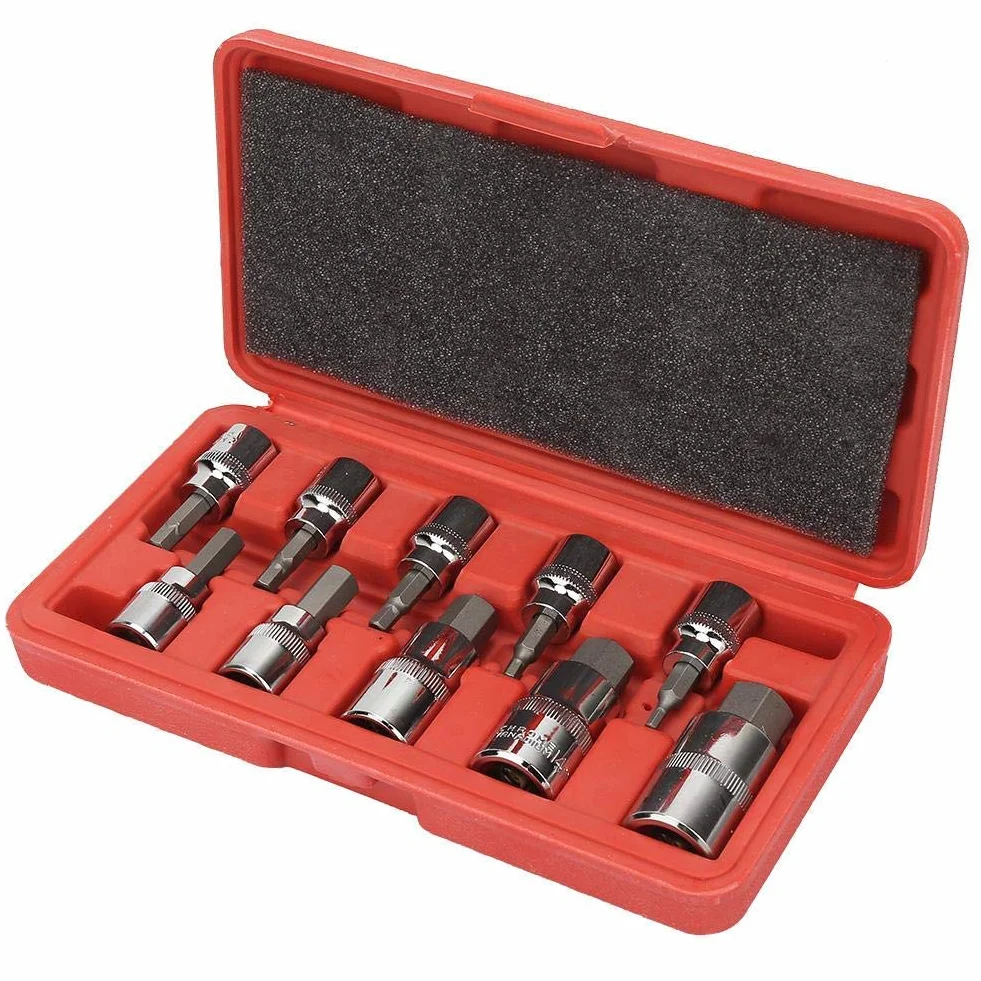 10 szt. Gniazdo sześciokątne, adapter gniazda 3/8" 1/2" 3-17 mm Zestaw wierteł i kluczy nasadowych dla przemysłu budowlanego, przemysłu produkcyjnego, napraw domowych, narzędzi dla przemysłu naprawy