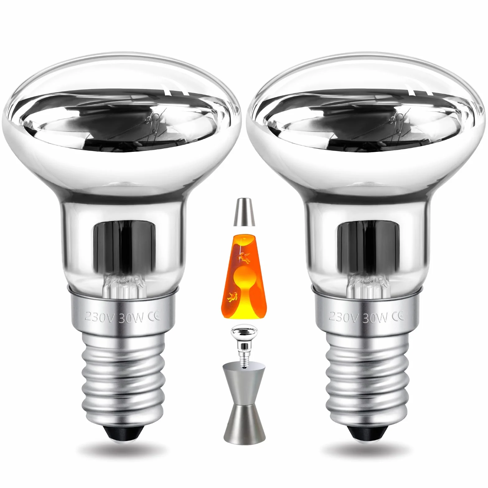 żarówka lawowy E14 R39 Dimmbale 30 W, reflektor R39, wymienna lampa do lampy lawowej, punktowa E14, bąbelkowa, zestaw 2 szt