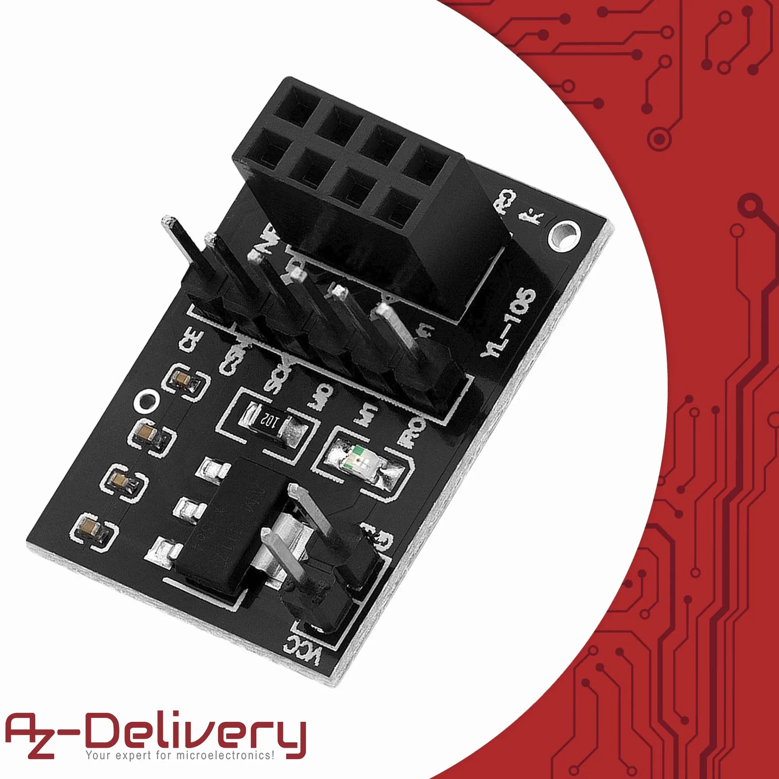 AZDelivery 3 x Adapter Compatible with NRF24L01 do bezprzewodowego modułu nadawczo-odbiorczego RF 2,4 GHz 3,3 V z 8 pinami