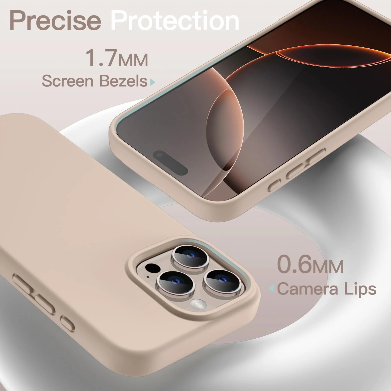 JETech Etui Silikonowe iPhone 16 Pro 6,3 Cala Ochronne Odporny na Zarysowania Tytan Pustynny