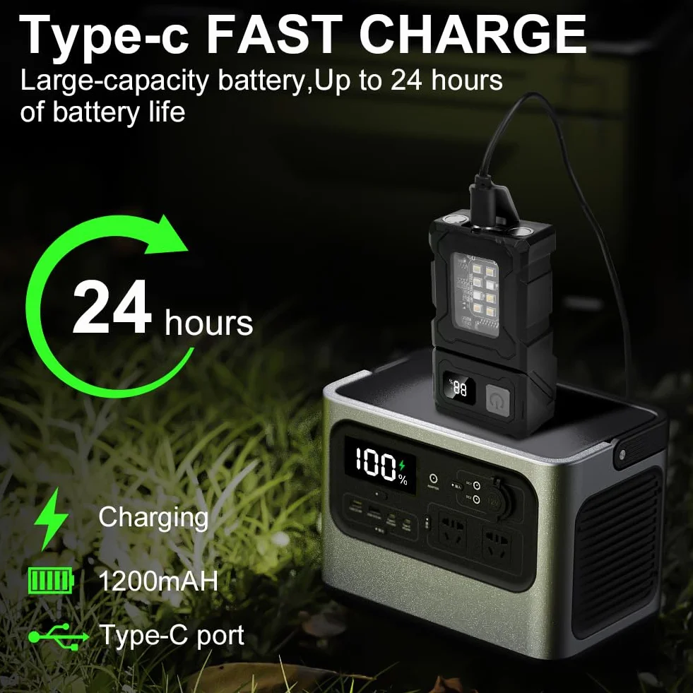 flintronic Mała latarka, ładowalna mini latarka EDC USB C, lampa robocza COB z magnetyczną podstawą i klipsem na klamrę, super jasna latarka na kemping, wędrówki, nagłe wypadki, warsztat, naprawa