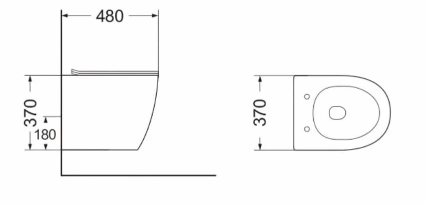 Wall-Hung Rimless Toilet with Tornado Flush, Includes White SLIM Soft Close Seat