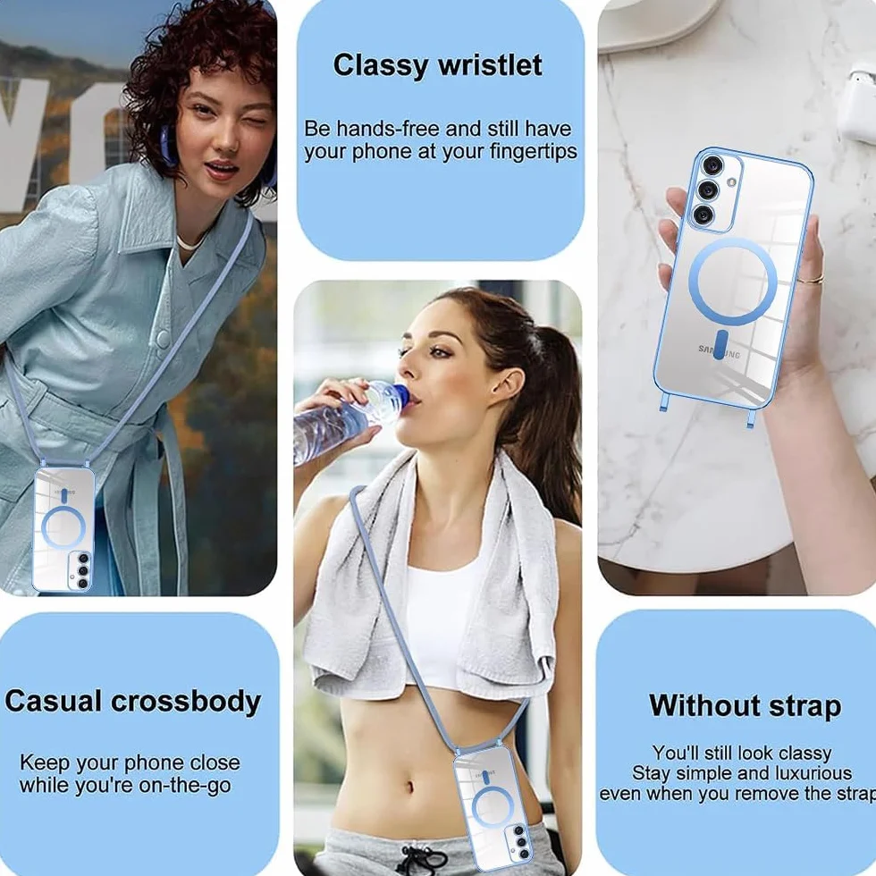 CaseLover Magnetyczne etui ochronne Samsung Galaxy A57 5G, przezroczyste silikonowe ze smyczką