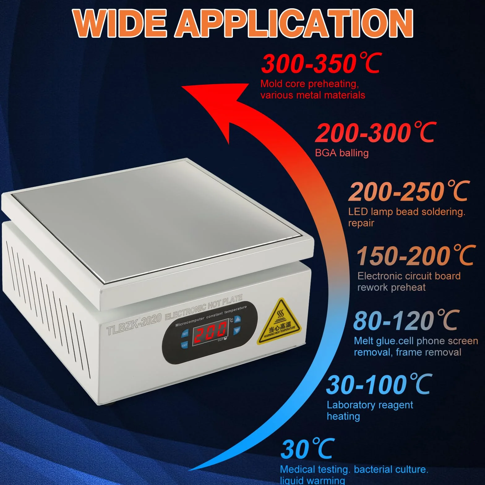 700 W 220 V stacja lutownicza na gorąco, mikrokomputer elektryczny podgrzewacz LED LED Rework Heater Lab (200 x 200 mm)