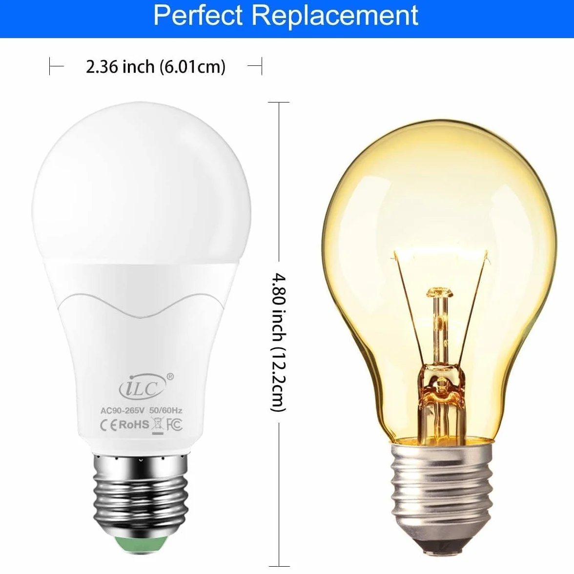 ILC żarówka Edisona E27 o mocy 12 W, ekwiwalent 85 W, zmieniająca kolor ściemniana, RGBW LED, ciepła biel 2700 K, dołączony pilot zdalnego sterowania