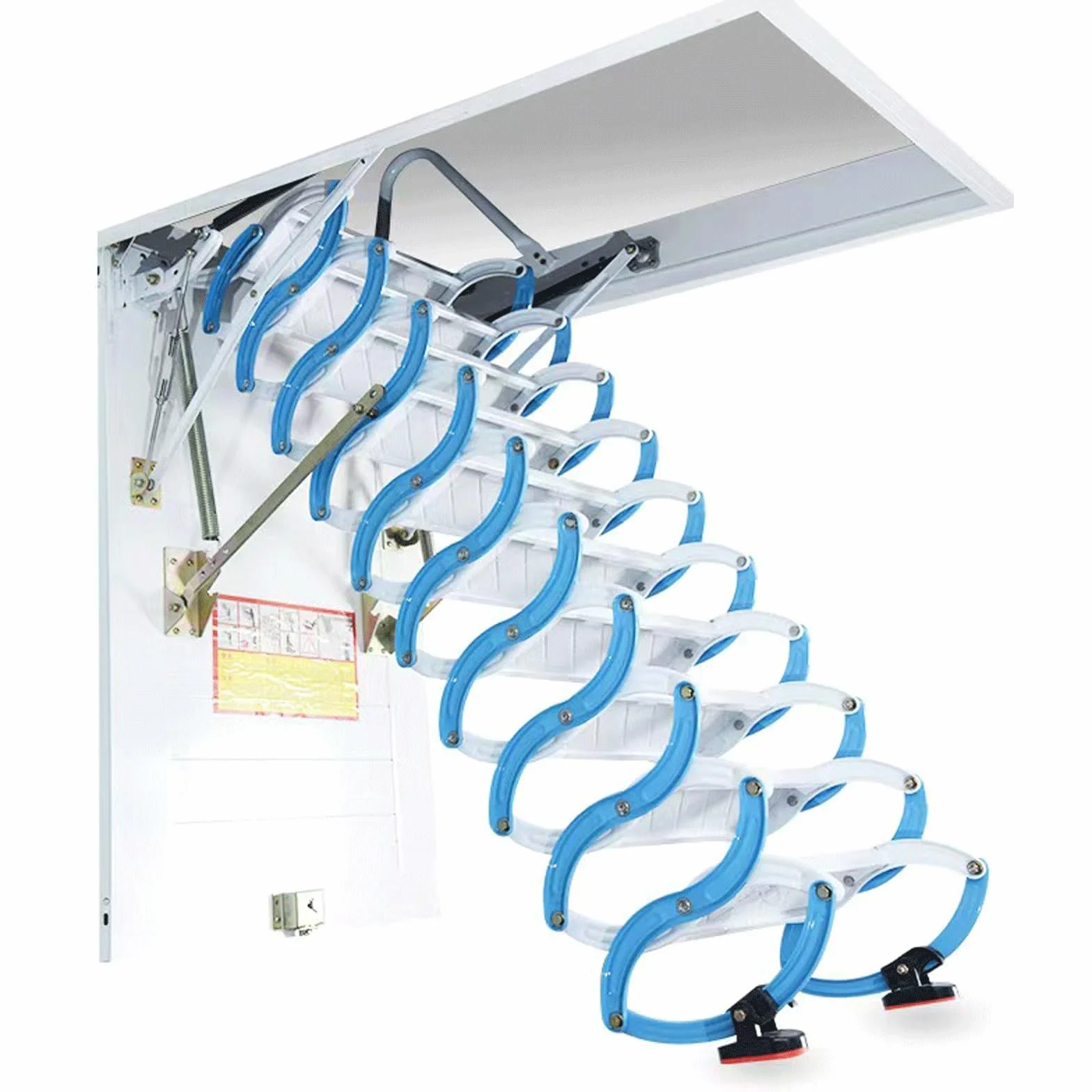 Schody strychowe sufit loft drabina elektryczny pilot zdalnego sterowania poddasze wewnętrzna teleskopowa składana drabina antypoślizgowe stopnie (70 x 90/100/120 cm)